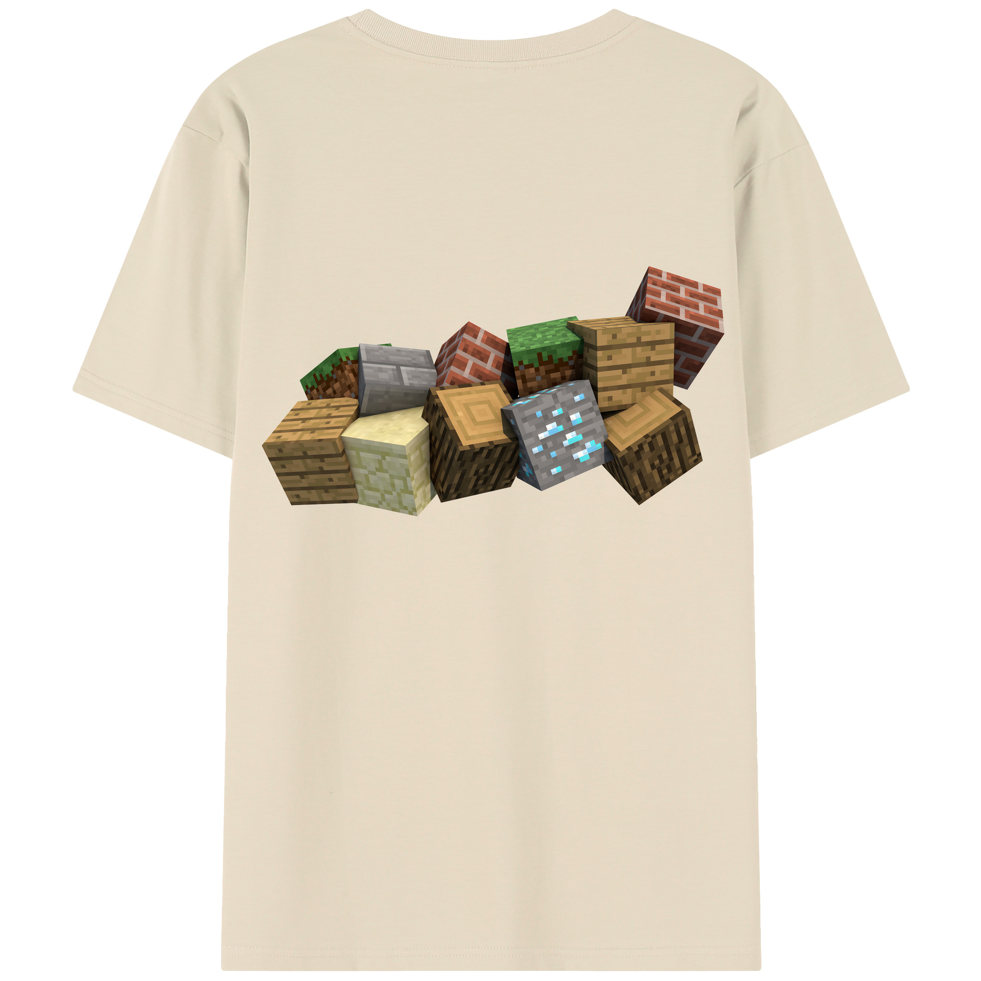 （画像用） マインクラフト ブロックの世界 Minecraft MC Block world 綿100％半袖Tシャツ（背面プリント）