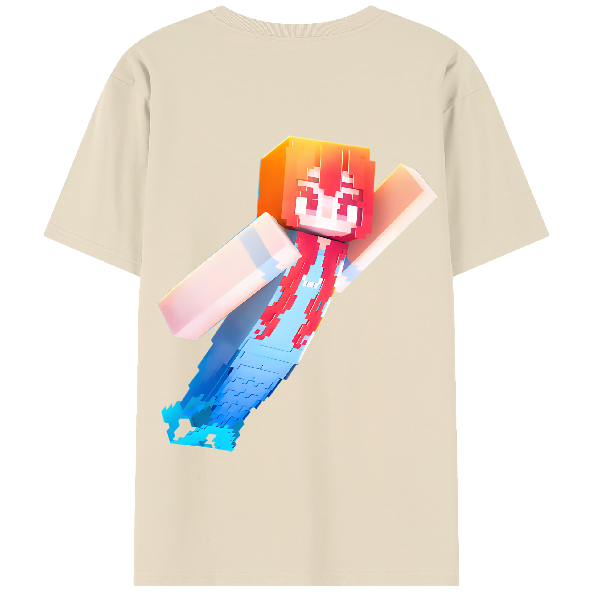 （画像用） マインクラフト ブロックの世界 Minecraft MC Block world 綿100％半袖Tシャツ（背面プリント）