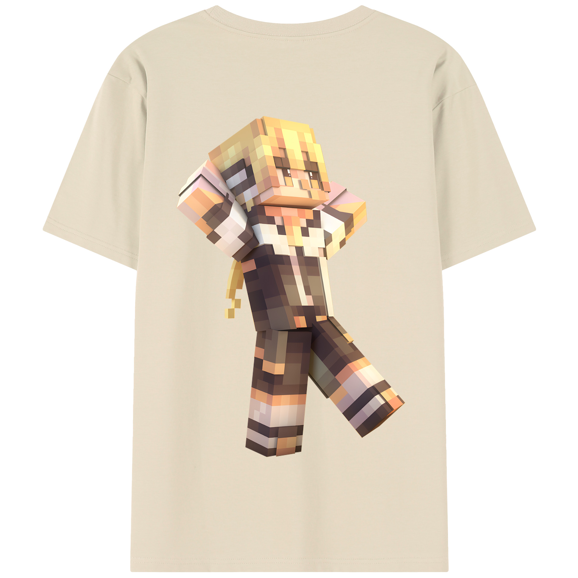 （画像用） マインクラフト ブロックの世界 Minecraft MC Block world 綿100％半袖Tシャツ（背面プリント）