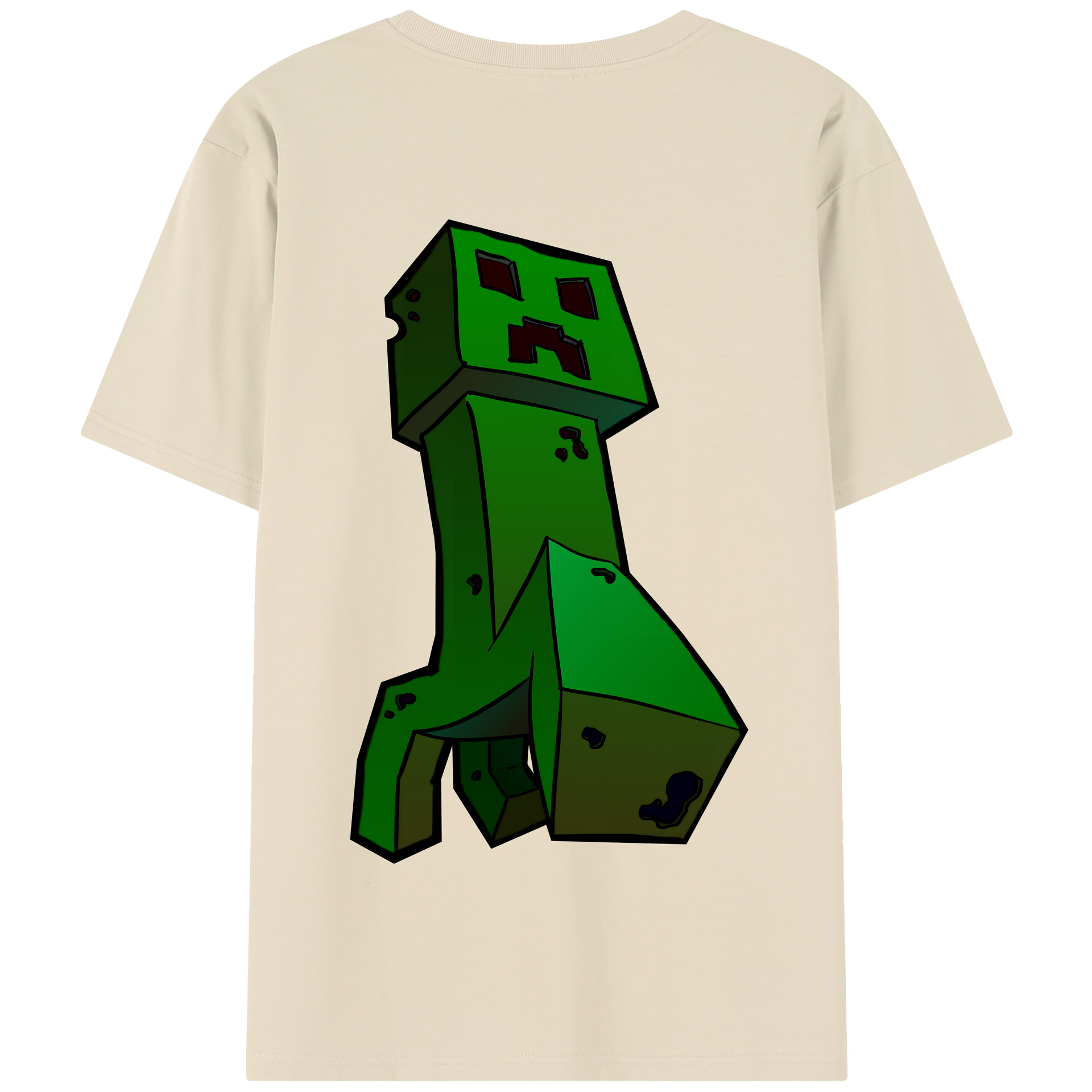 （画像用） マインクラフト ブロックの世界 Minecraft MC Block world 綿100％半袖Tシャツ（背面プリント）