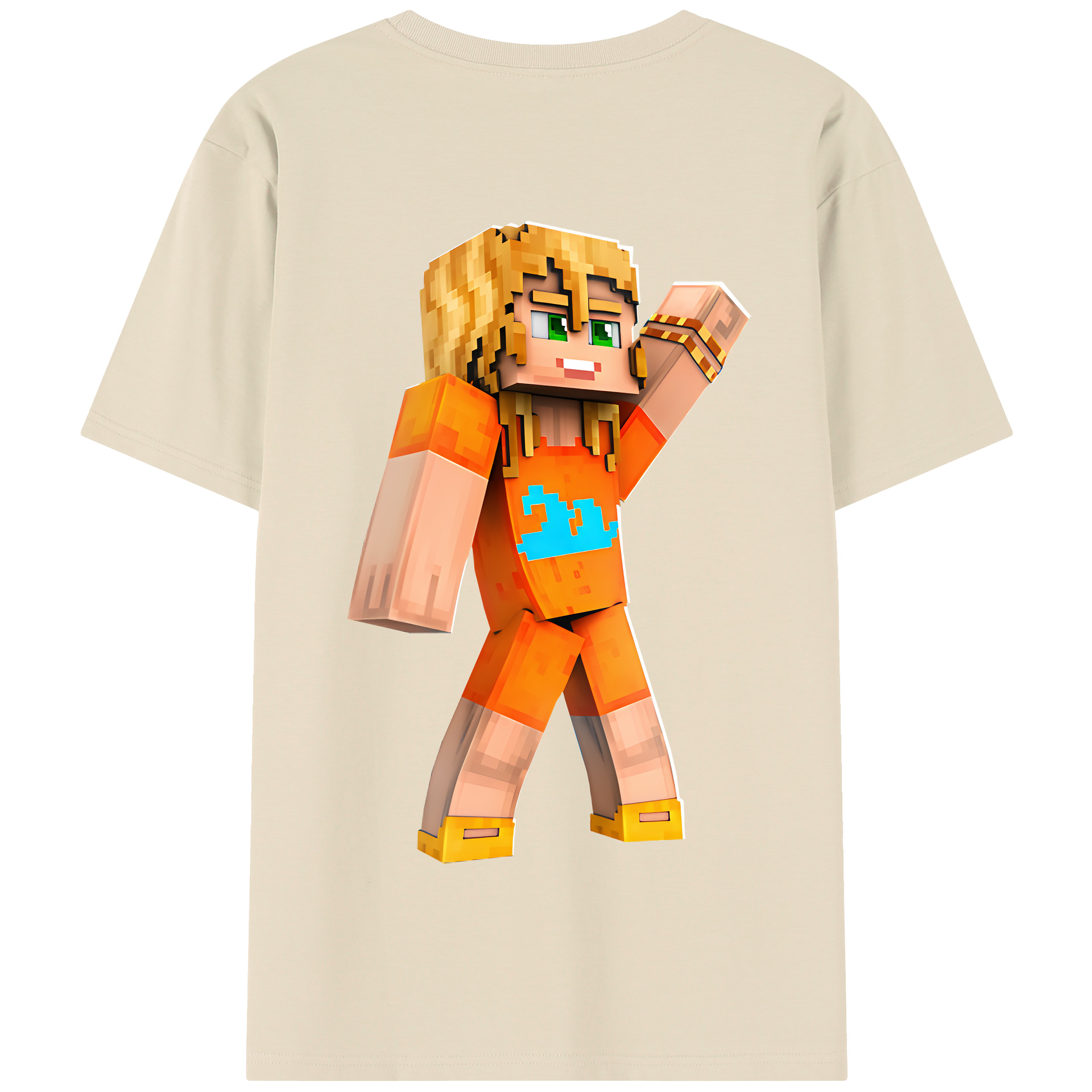 （画像用） マインクラフト ブロックの世界 Minecraft MC Block world 綿100％半袖Tシャツ（背面プリント）