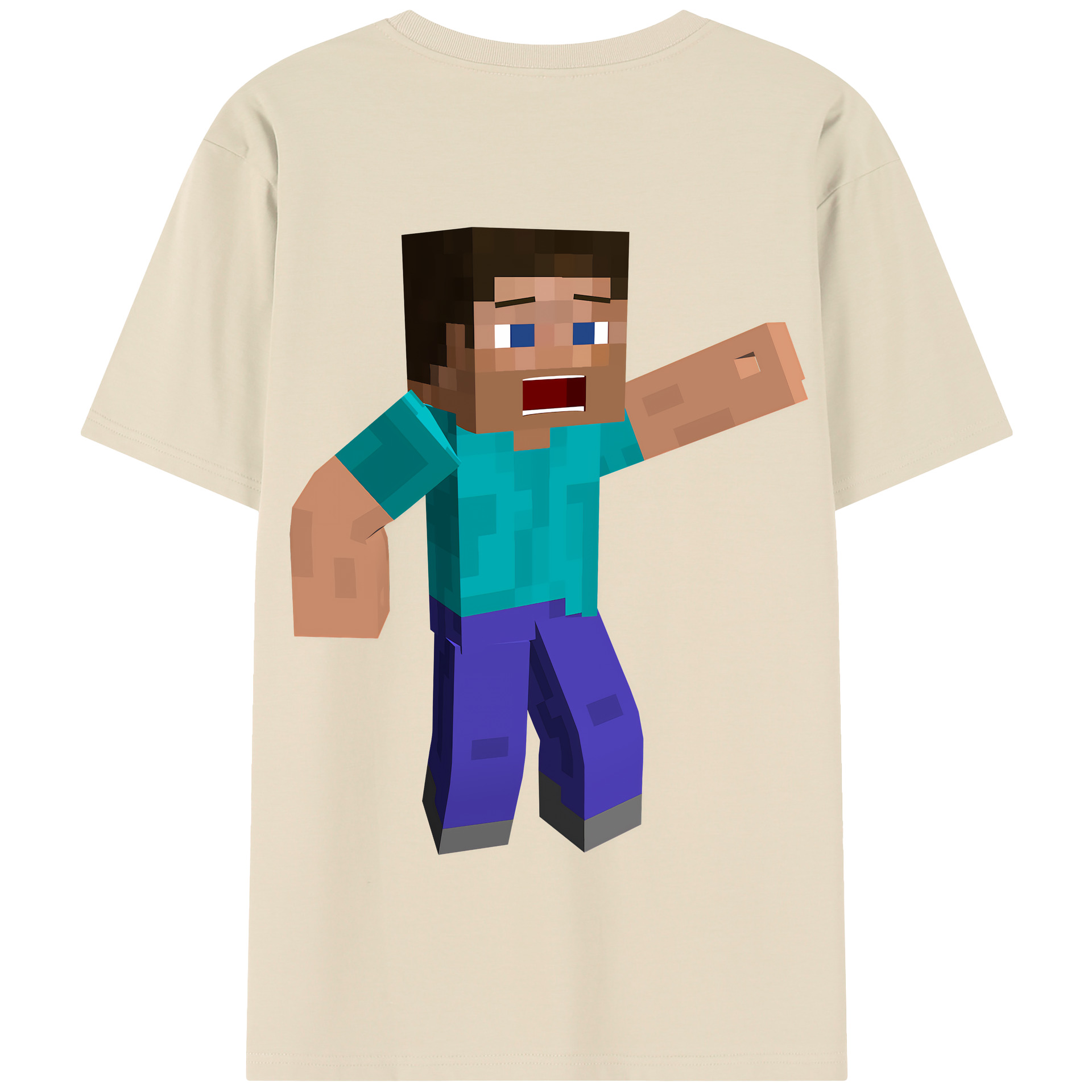 （画像用） マインクラフト ブロックの世界 Minecraft MC Block world 綿100％半袖Tシャツ（背面プリント）