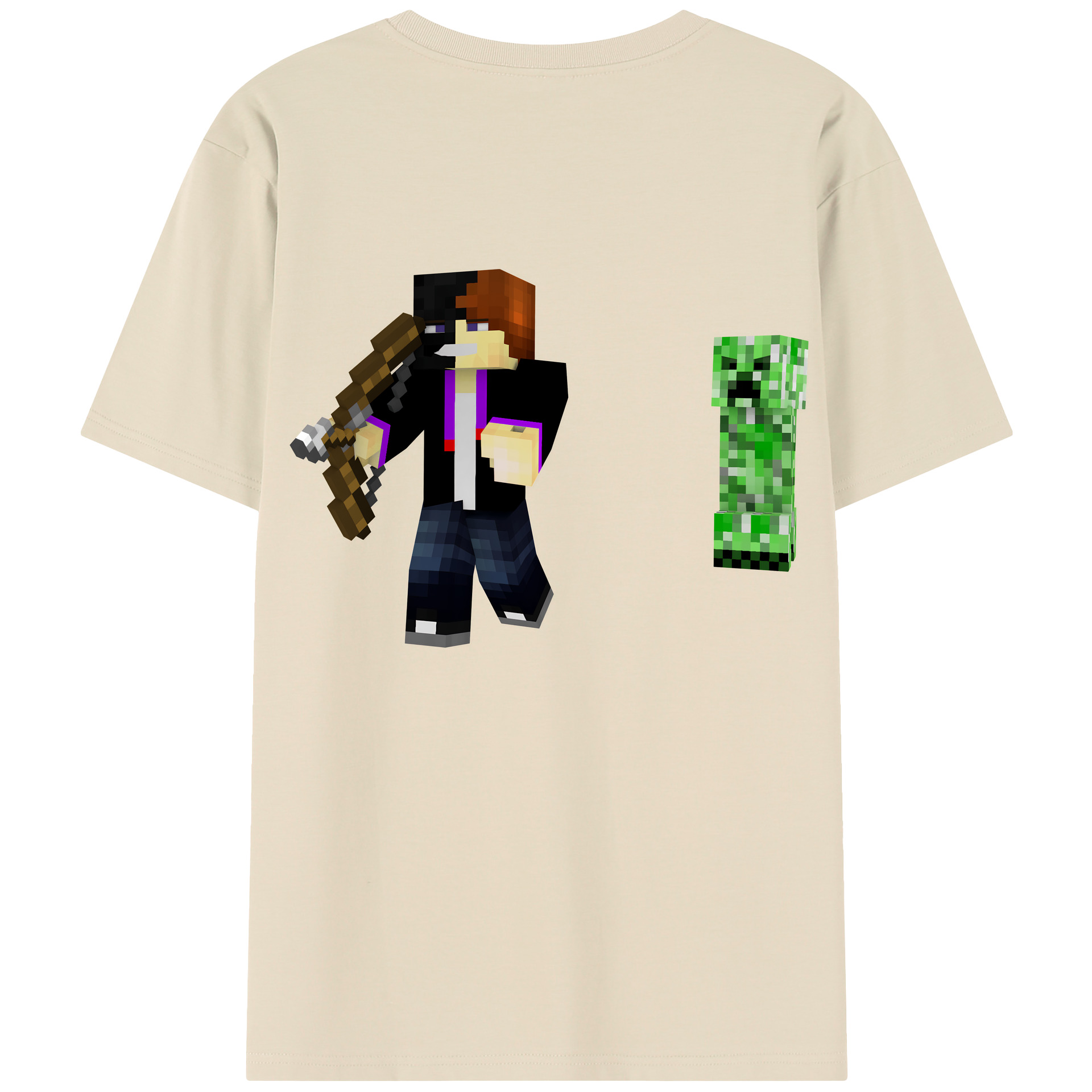 （画像用） マインクラフト ブロックの世界 Minecraft MC Block world 綿100％半袖Tシャツ（背面プリント）