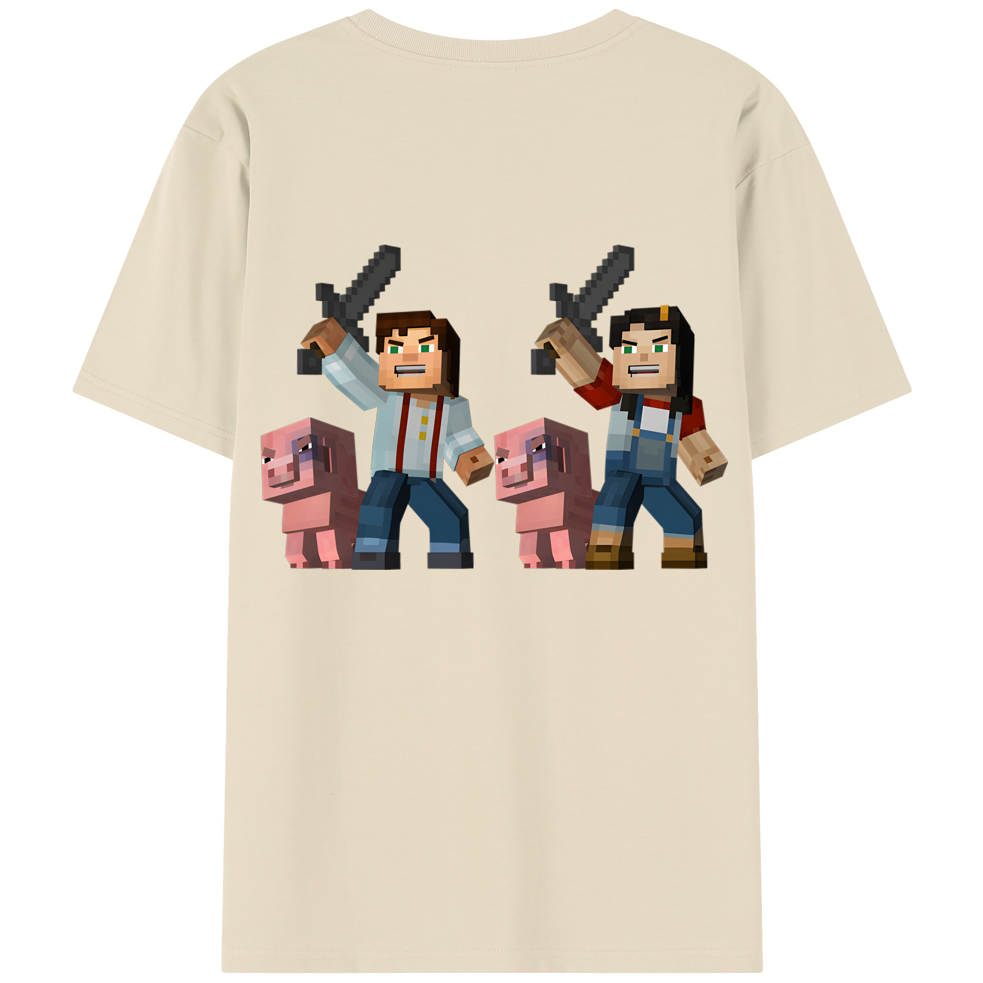（画像用） マインクラフト ブロックの世界 Minecraft MC Block world 綿100％半袖Tシャツ（背面プリント）