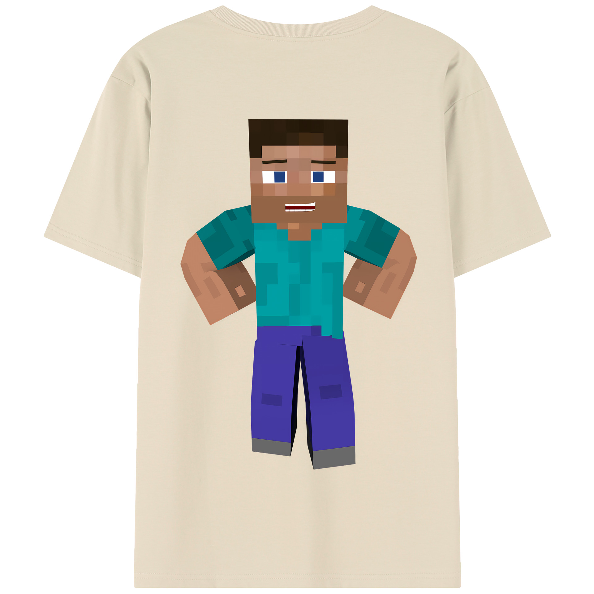 （画像用） マインクラフト ブロックの世界 Minecraft MC Block world 綿100％半袖Tシャツ（背面プリント）