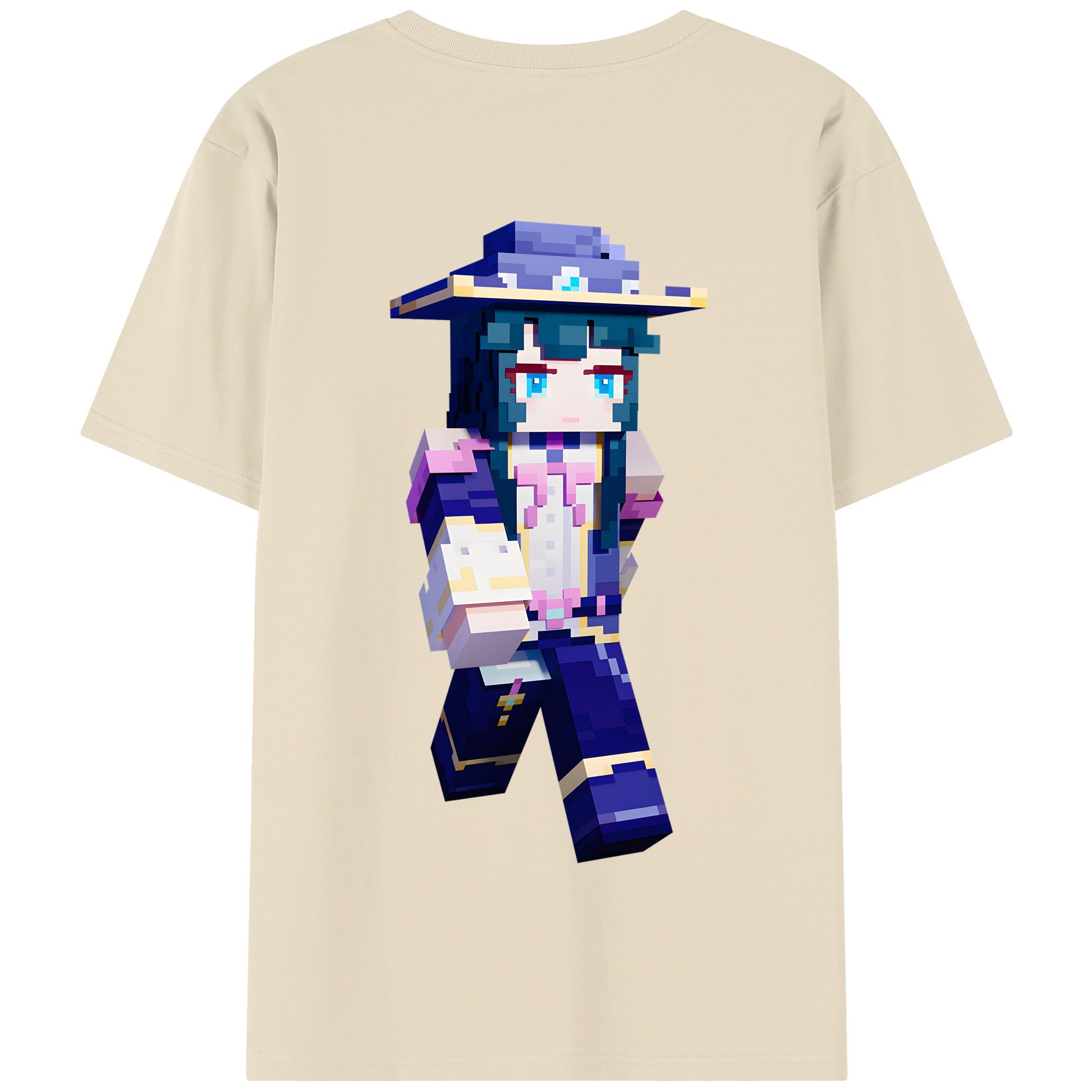 （画像用） マインクラフト ブロックの世界 Minecraft MC Block world 綿100％半袖Tシャツ（背面プリント）
