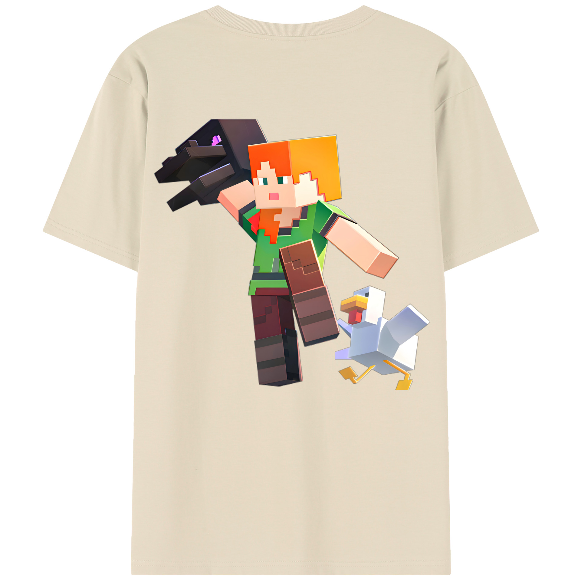 （画像用） マインクラフト ブロックの世界 Minecraft MC Block world 綿100％半袖Tシャツ（背面プリント）