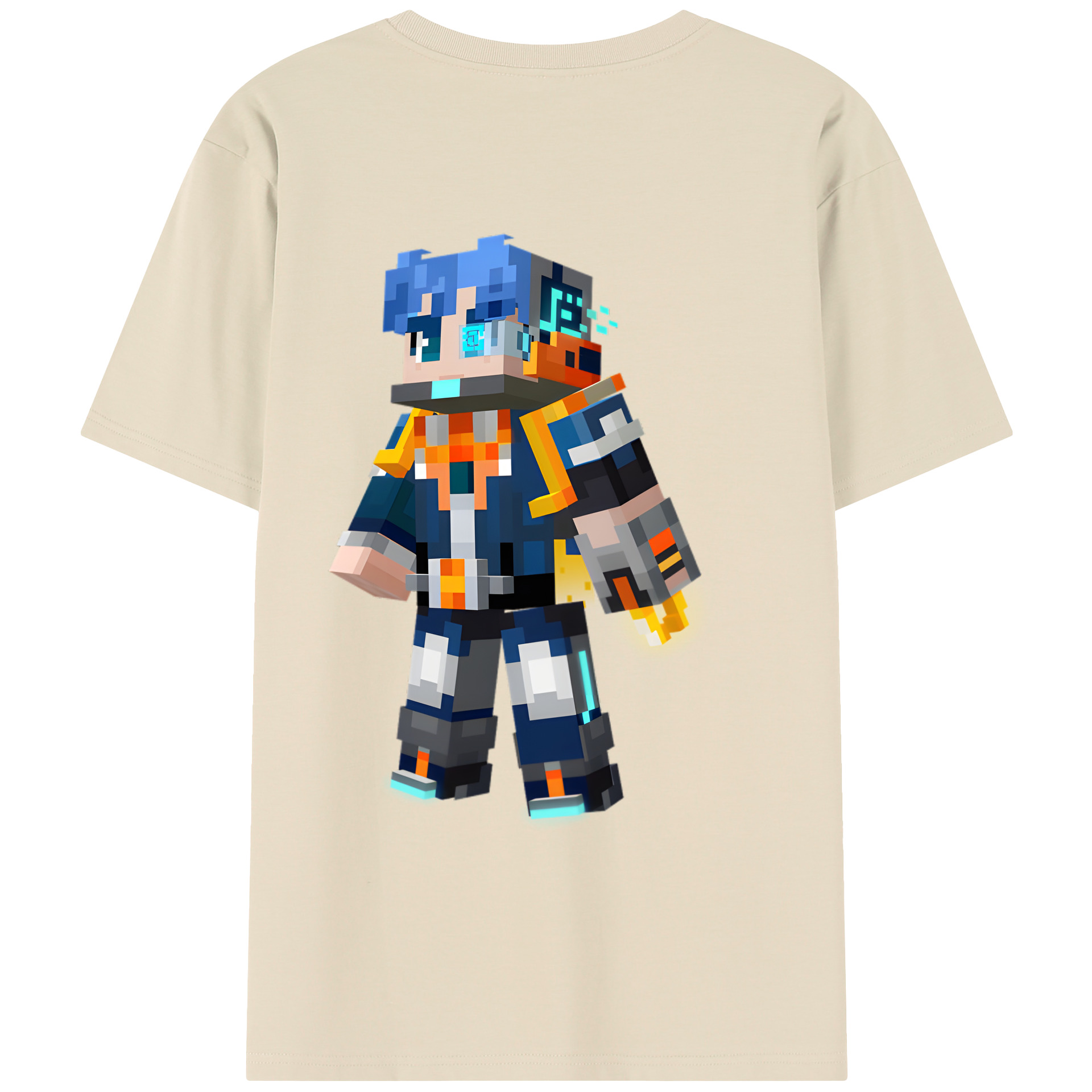 （画像用） マインクラフト ブロックの世界 Minecraft MC Block world 綿100％半袖Tシャツ（背面プリント）