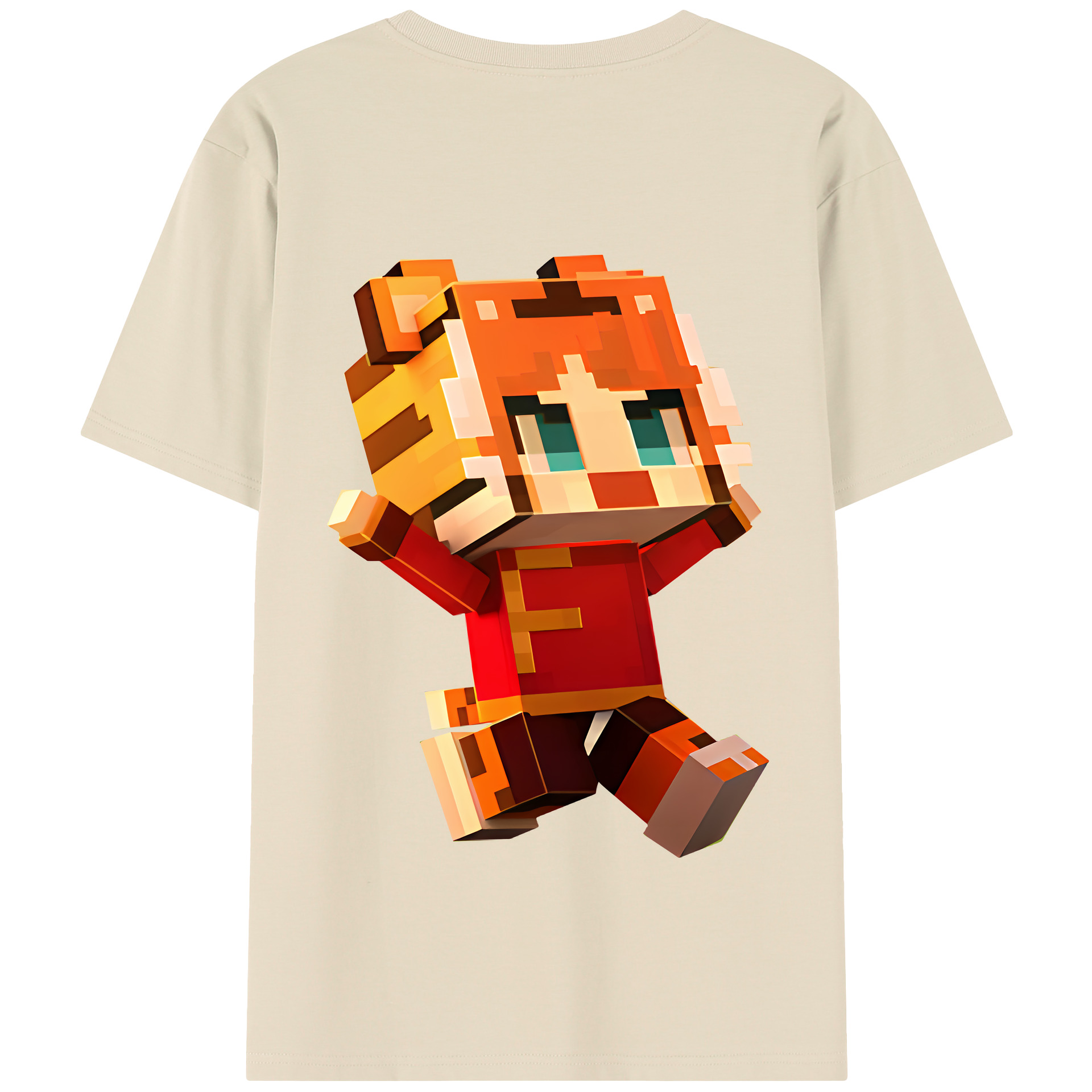 （画像用） マインクラフト ブロックの世界 Minecraft MC Block world 綿100％半袖Tシャツ（背面プリント）