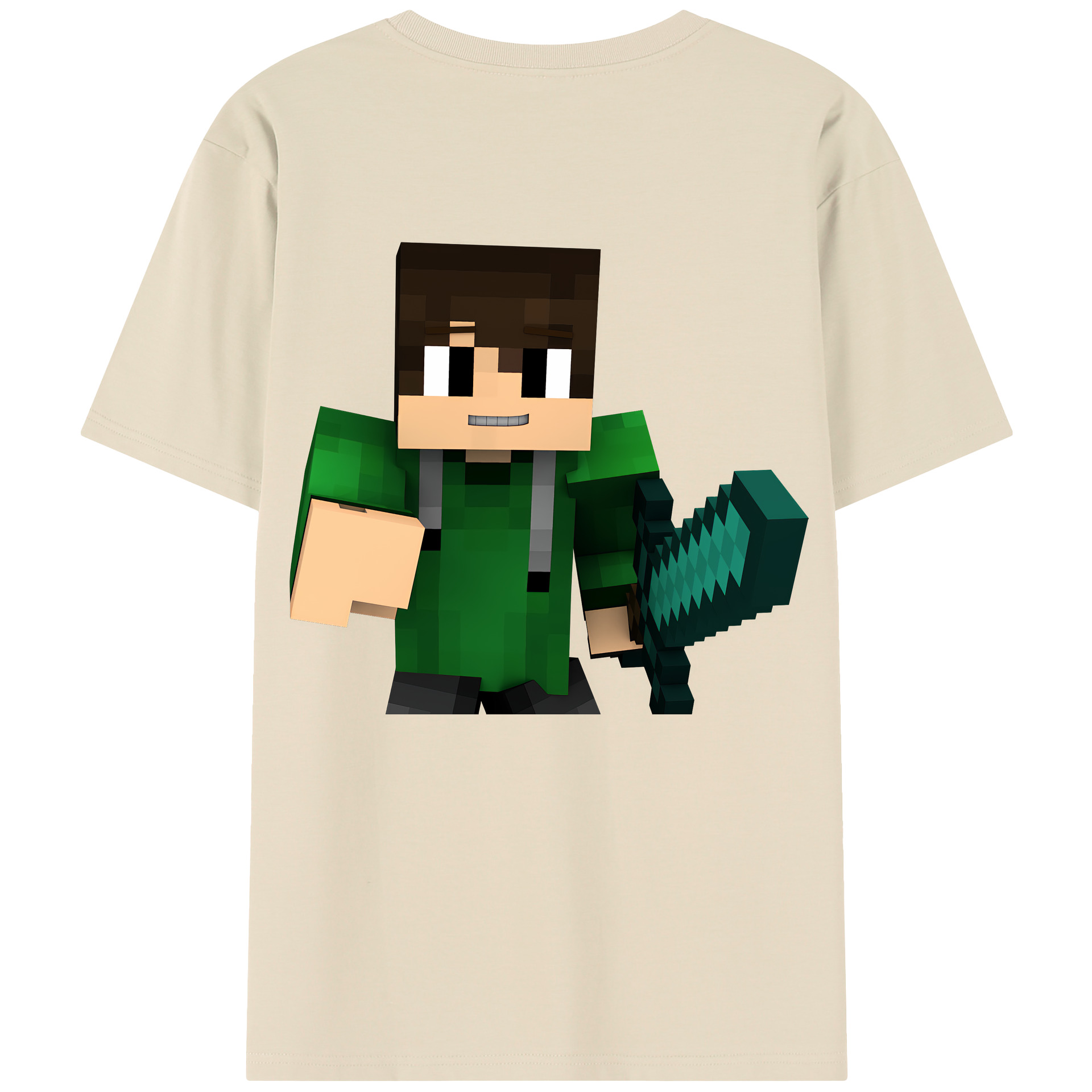 （画像用） マインクラフト ブロックの世界 Minecraft MC Block world 綿100％半袖Tシャツ（背面プリント）