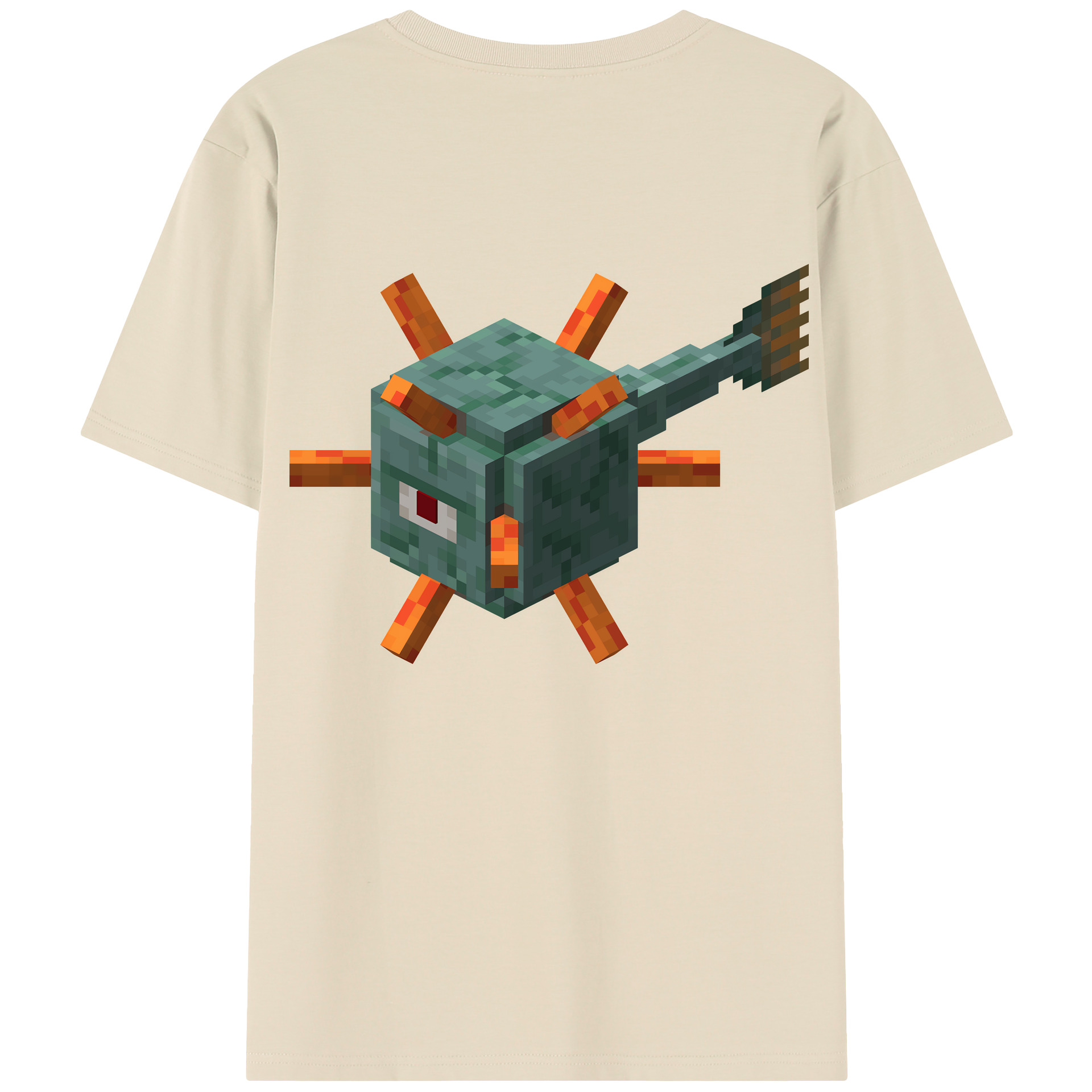 （画像用） マインクラフト ブロックの世界 Minecraft MC Block world 綿100％半袖Tシャツ（背面プリント）