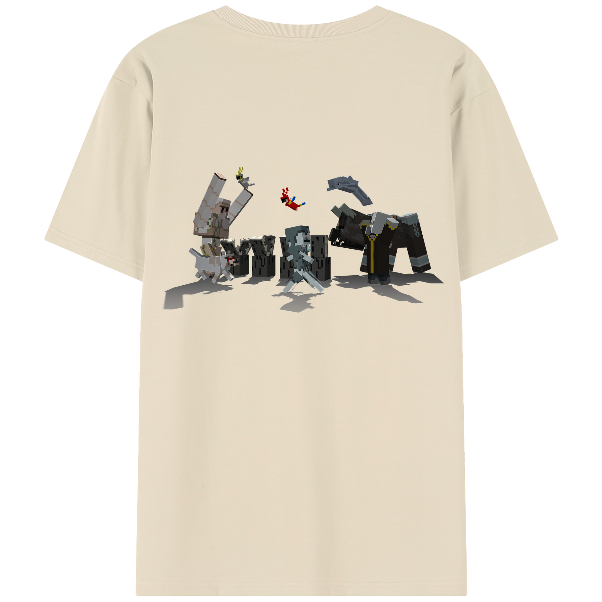 （画像用） マインクラフト ブロックの世界 Minecraft MC Block world 綿100％半袖Tシャツ（背面プリント）