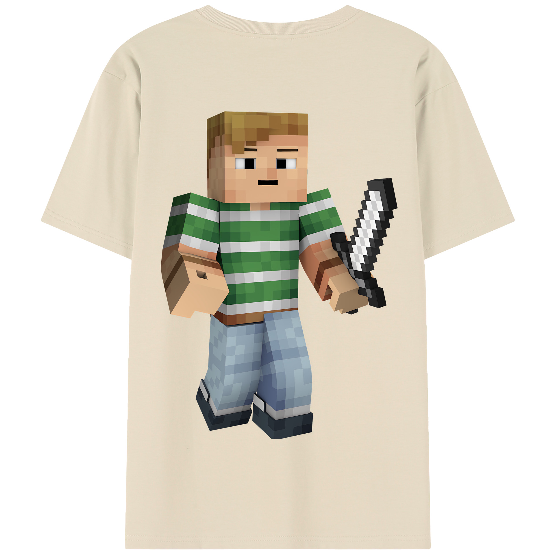 （画像用） マインクラフト ブロックの世界 Minecraft MC Block world 綿100％半袖Tシャツ（背面プリント）