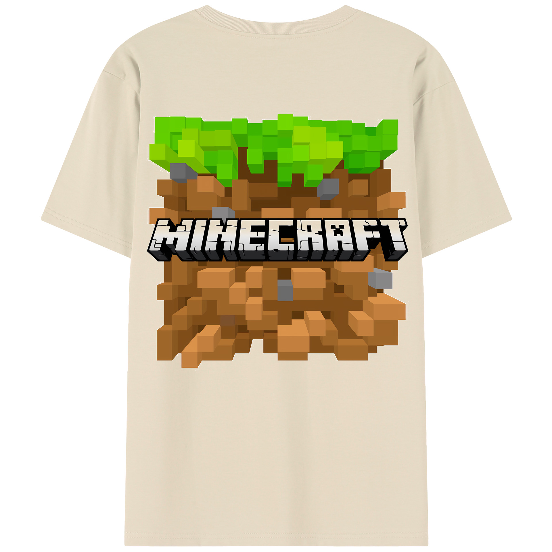 （画像用） マインクラフト ブロックの世界 Minecraft MC Block world 綿100％半袖Tシャツ（背面プリント）