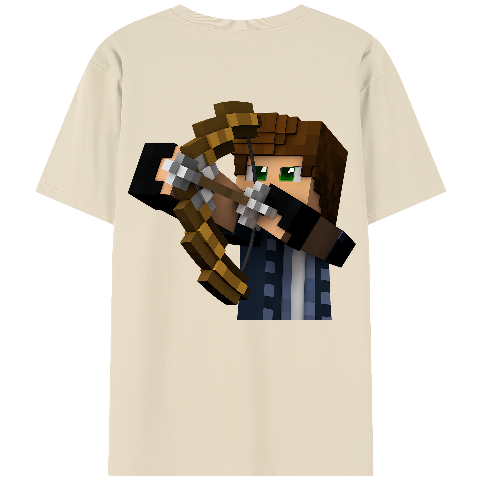 （画像用） マインクラフト ブロックの世界 Minecraft MC Block world 綿100％半袖Tシャツ（背面プリント）