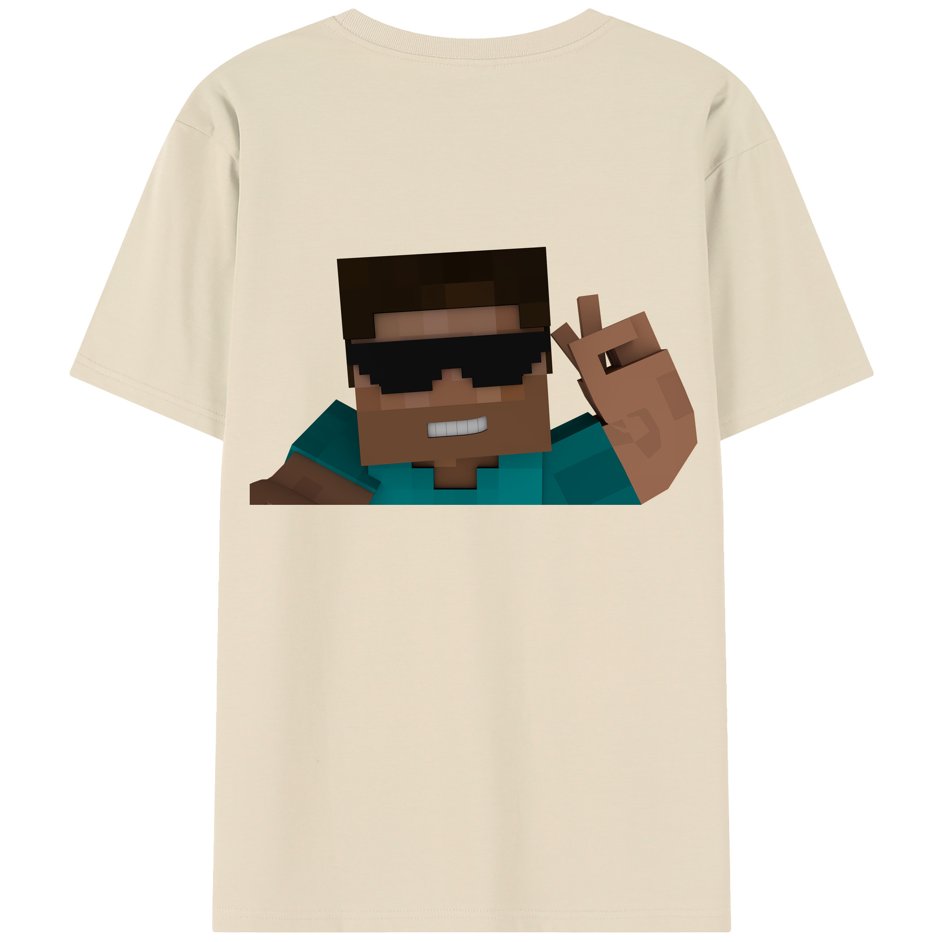 （画像用） マインクラフト ブロックの世界 Minecraft MC Block world 綿100％半袖Tシャツ（背面プリント）