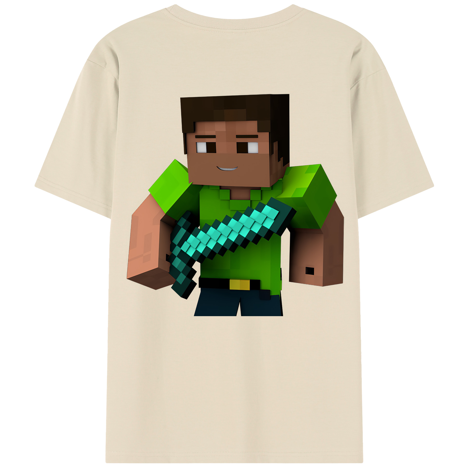 （画像用） マインクラフト ブロックの世界 Minecraft MC Block world 綿100％半袖Tシャツ（背面プリント）