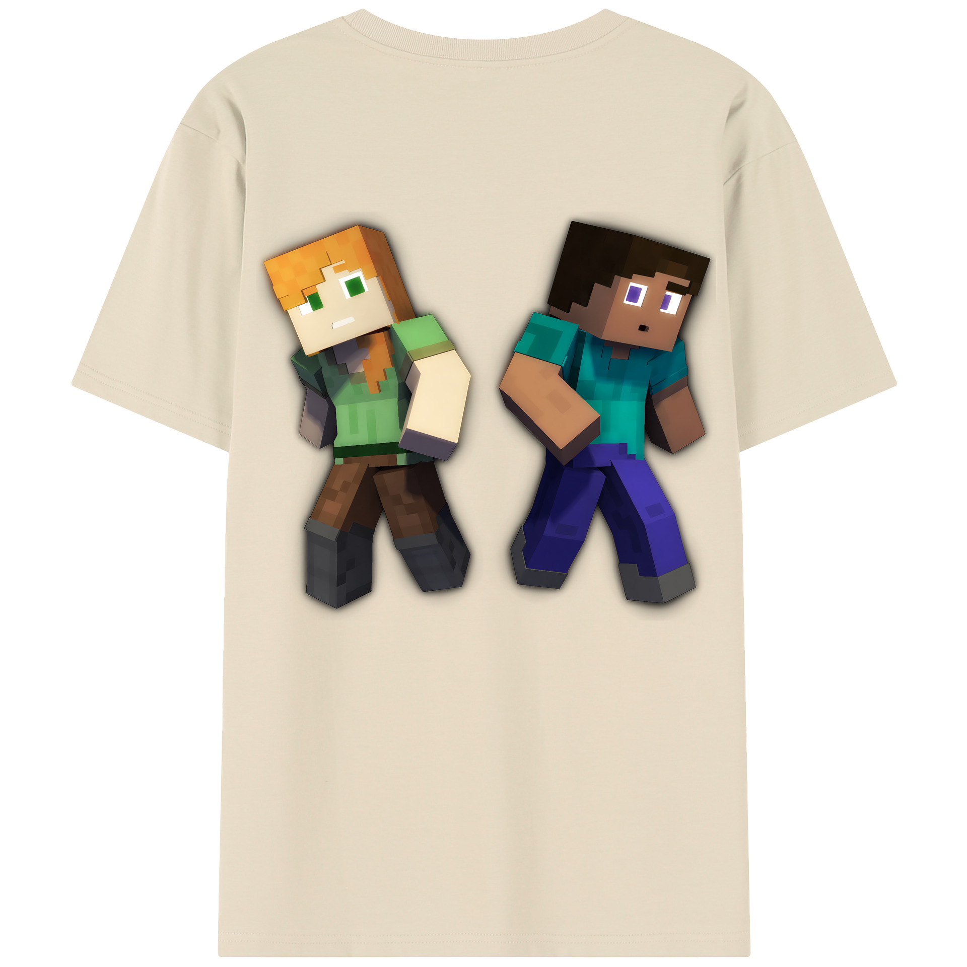（画像用） マインクラフト ブロックの世界 Minecraft MC Block world 綿100％半袖Tシャツ（背面プリント）