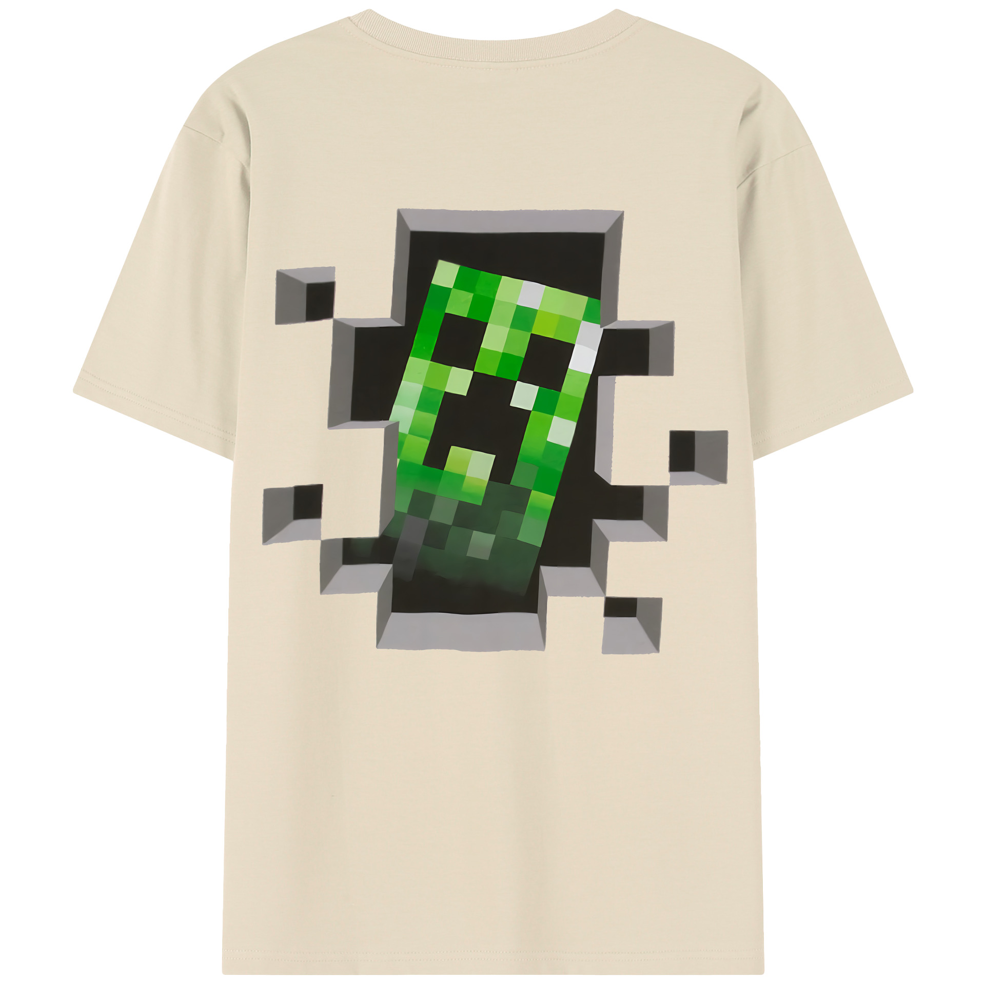 （画像用） マインクラフト ブロックの世界 Minecraft MC Block world 綿100％半袖Tシャツ（背面プリント）