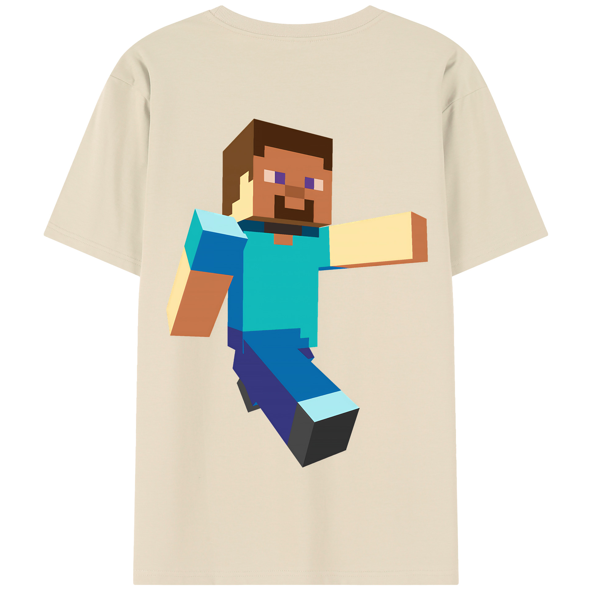 （画像用） マインクラフト ブロックの世界 Minecraft MC Block world 綿100％半袖Tシャツ（背面プリント）