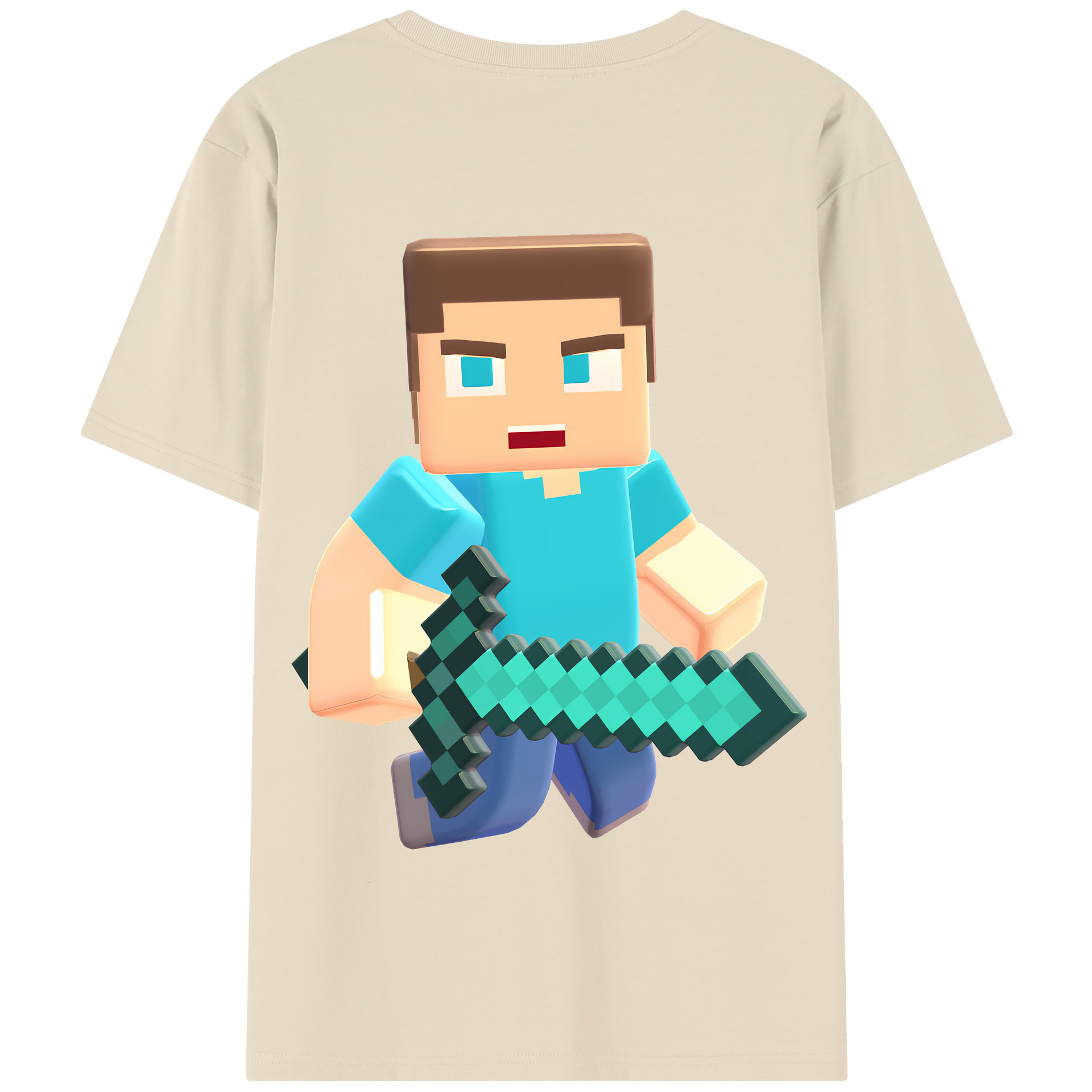 （画像用） マインクラフト ブロックの世界 Minecraft MC Block world 綿100％半袖Tシャツ（背面プリント）