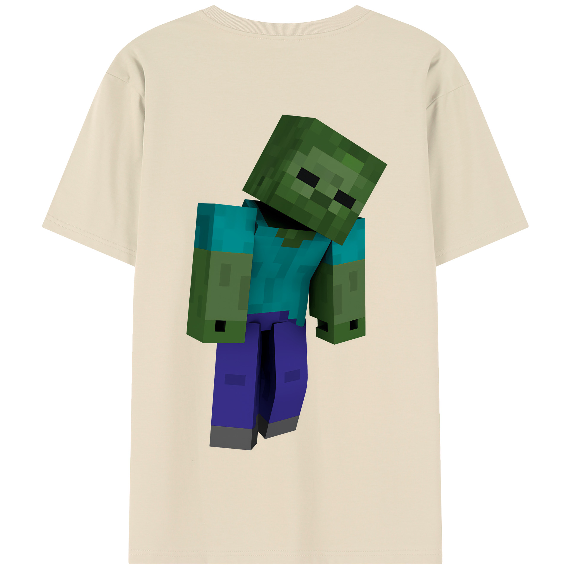 （画像用） マインクラフト ブロックの世界 Minecraft MC Block world 綿100％半袖Tシャツ（背面プリント）