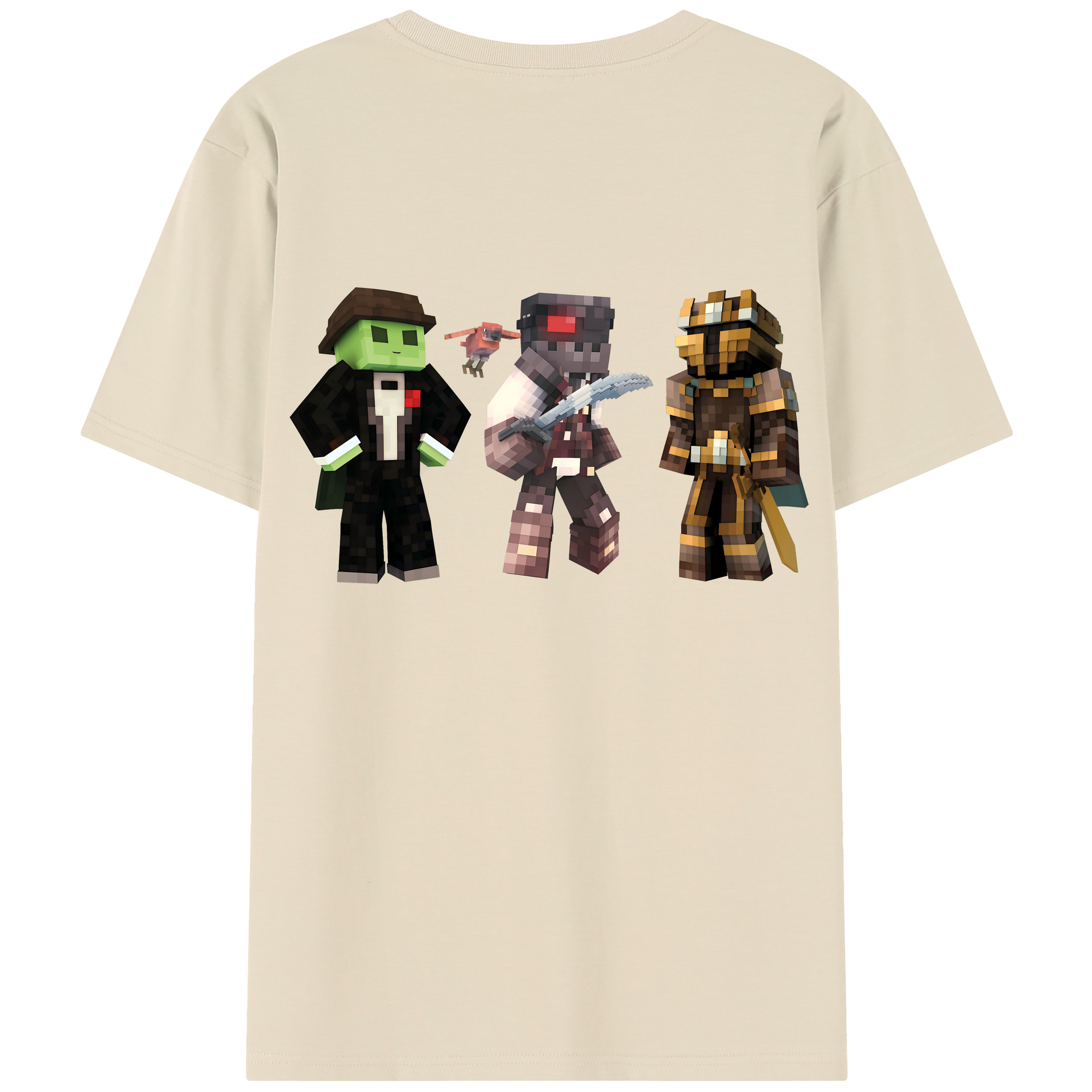 （画像用） マインクラフト ブロックの世界 Minecraft MC Block world 綿100％半袖Tシャツ（背面プリント）