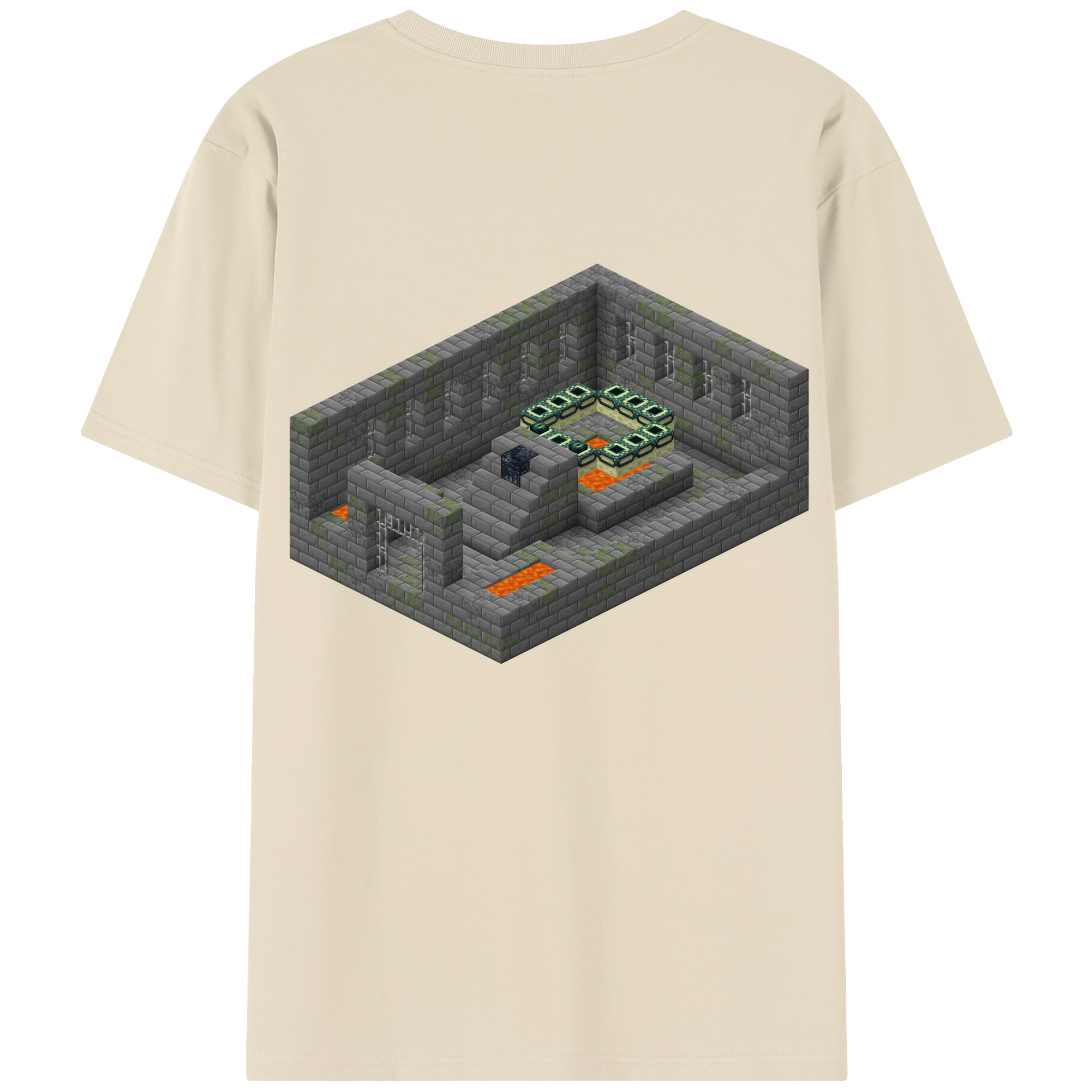 （画像用） マインクラフト ブロックの世界 Minecraft MC Block world 綿100％半袖Tシャツ（背面プリント）