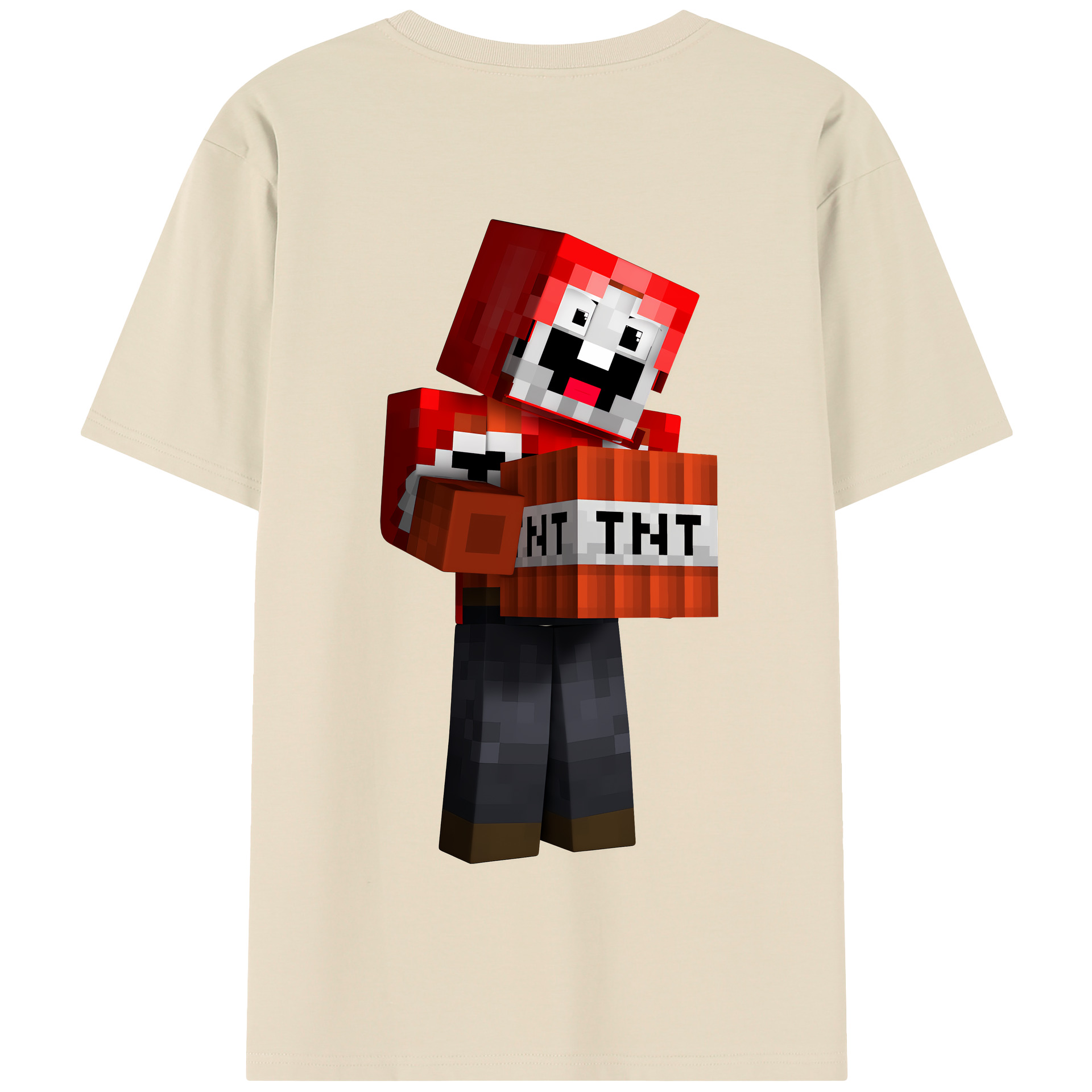 （画像用） マインクラフト ブロックの世界 Minecraft MC Block world 綿100％半袖Tシャツ（背面プリント）