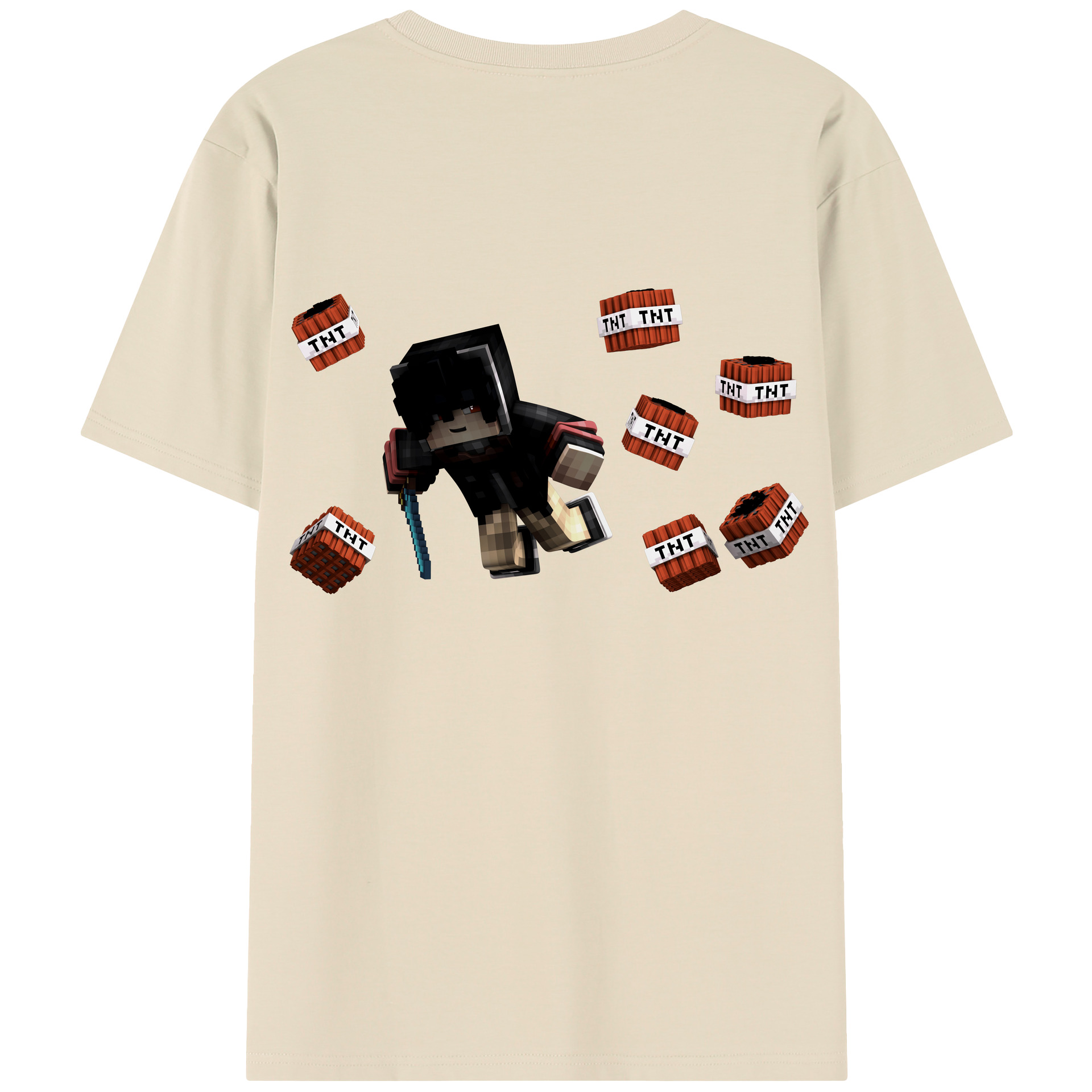 （画像用） マインクラフト ブロックの世界 Minecraft MC Block world 綿100％半袖Tシャツ（背面プリント）