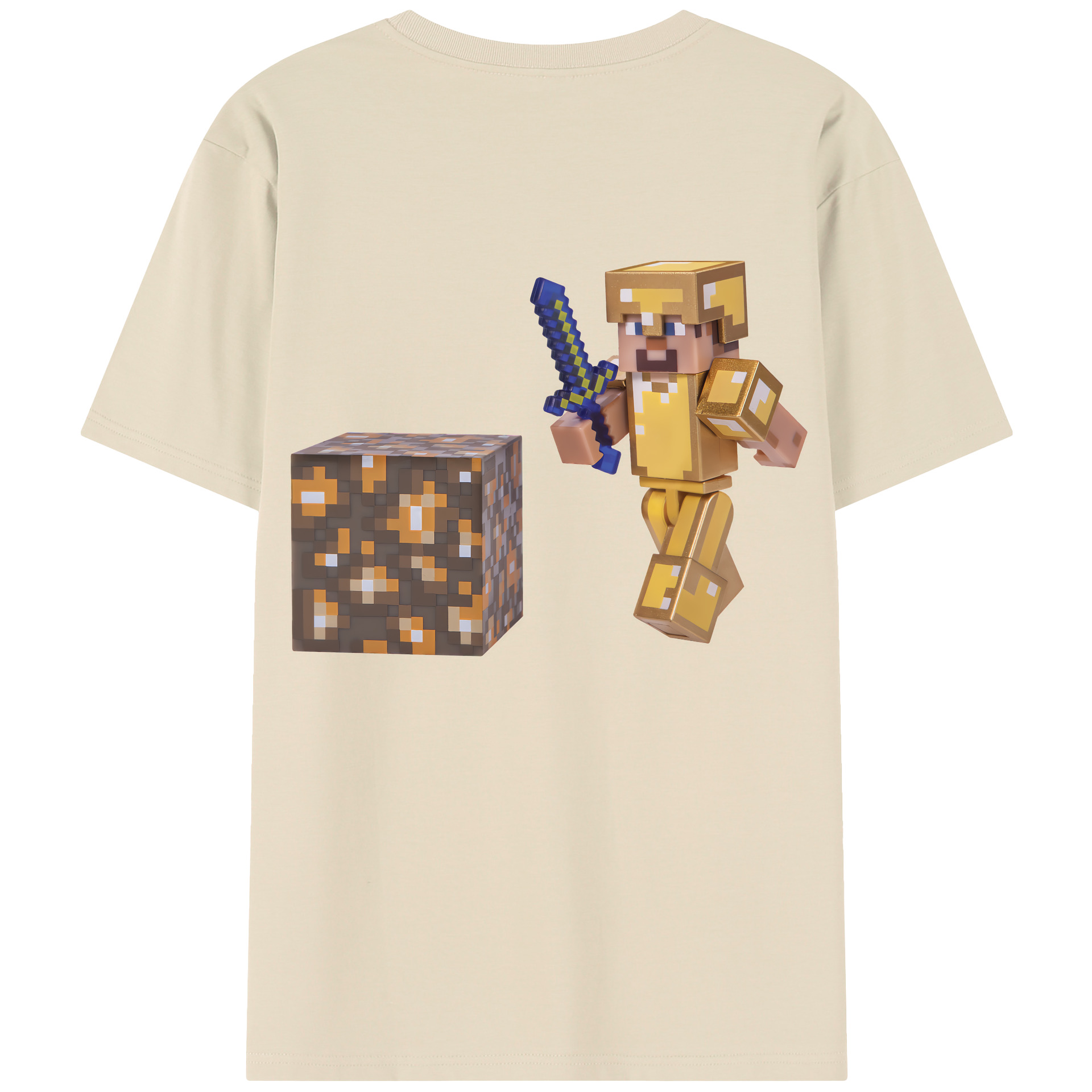 （画像用） マインクラフト ブロックの世界 Minecraft MC Block world 綿100％半袖Tシャツ（背面プリント）