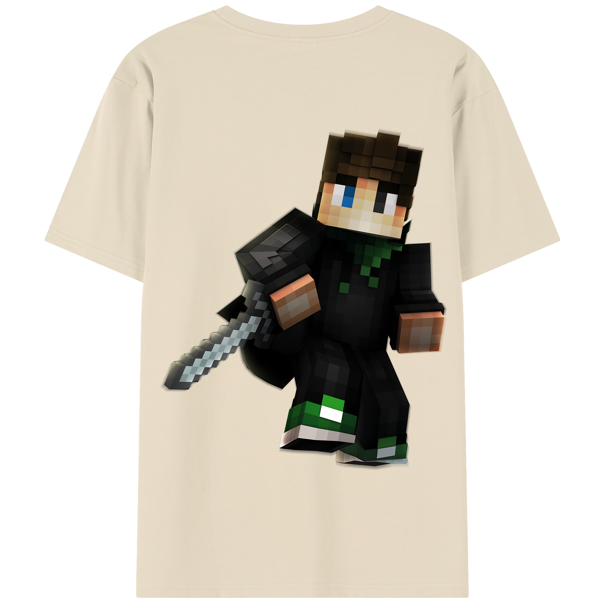 （画像用） マインクラフト ブロックの世界 Minecraft MC Block world 綿100％半袖Tシャツ（背面プリント）