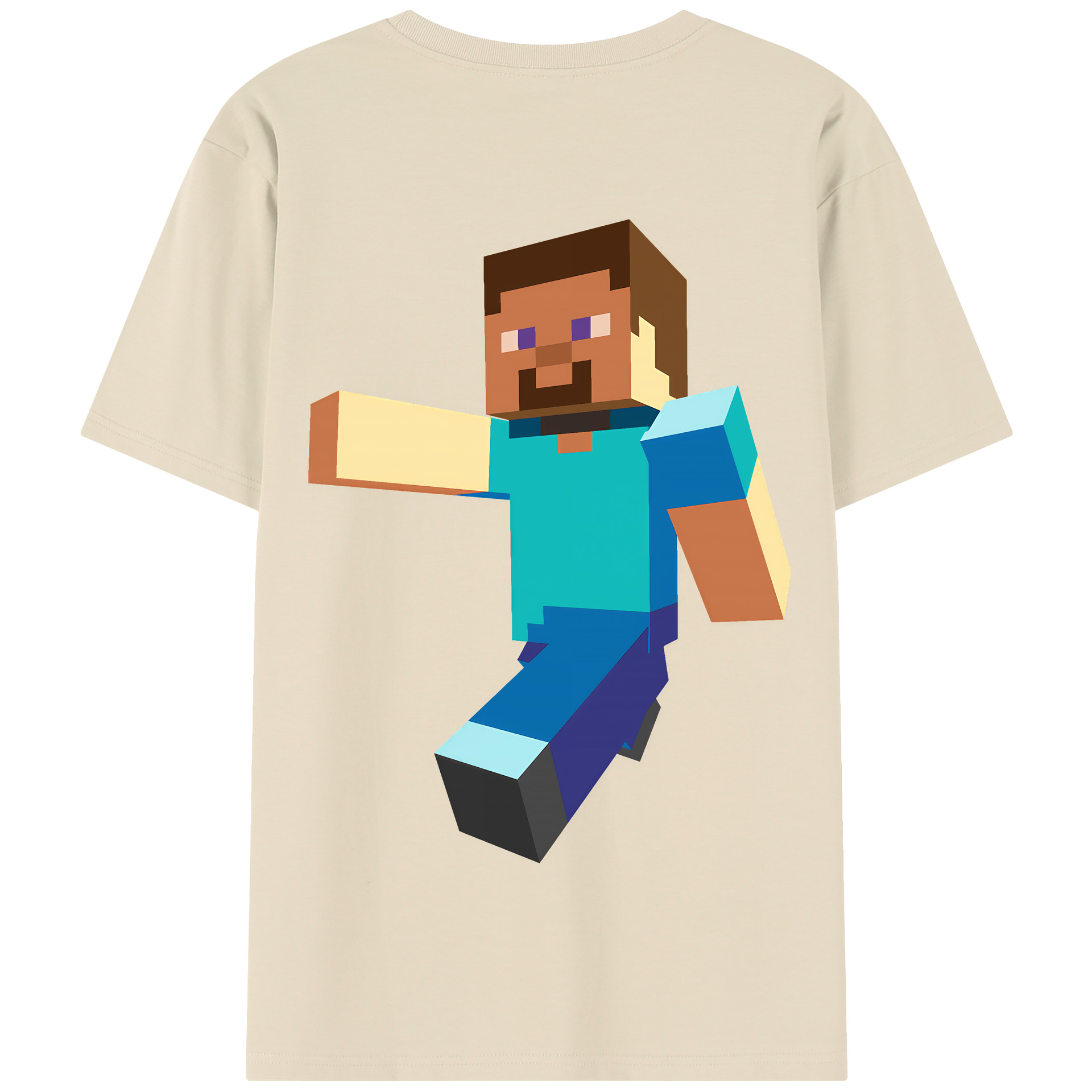 （画像用） マインクラフト ブロックの世界 Minecraft MC Block world 綿100％半袖Tシャツ（背面プリント）