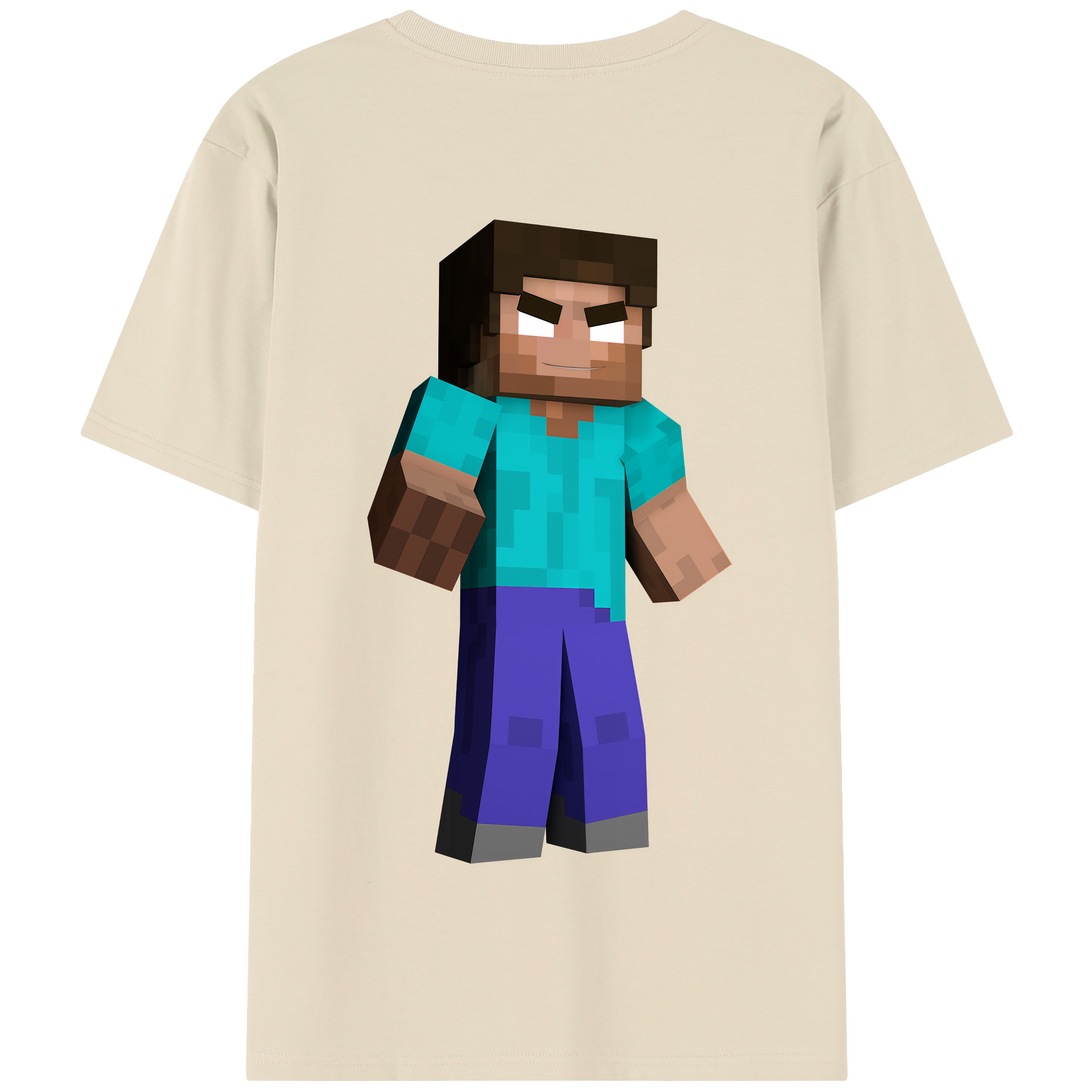 （画像用） マインクラフト ブロックの世界 Minecraft MC Block world 綿100％半袖Tシャツ（背面プリント）