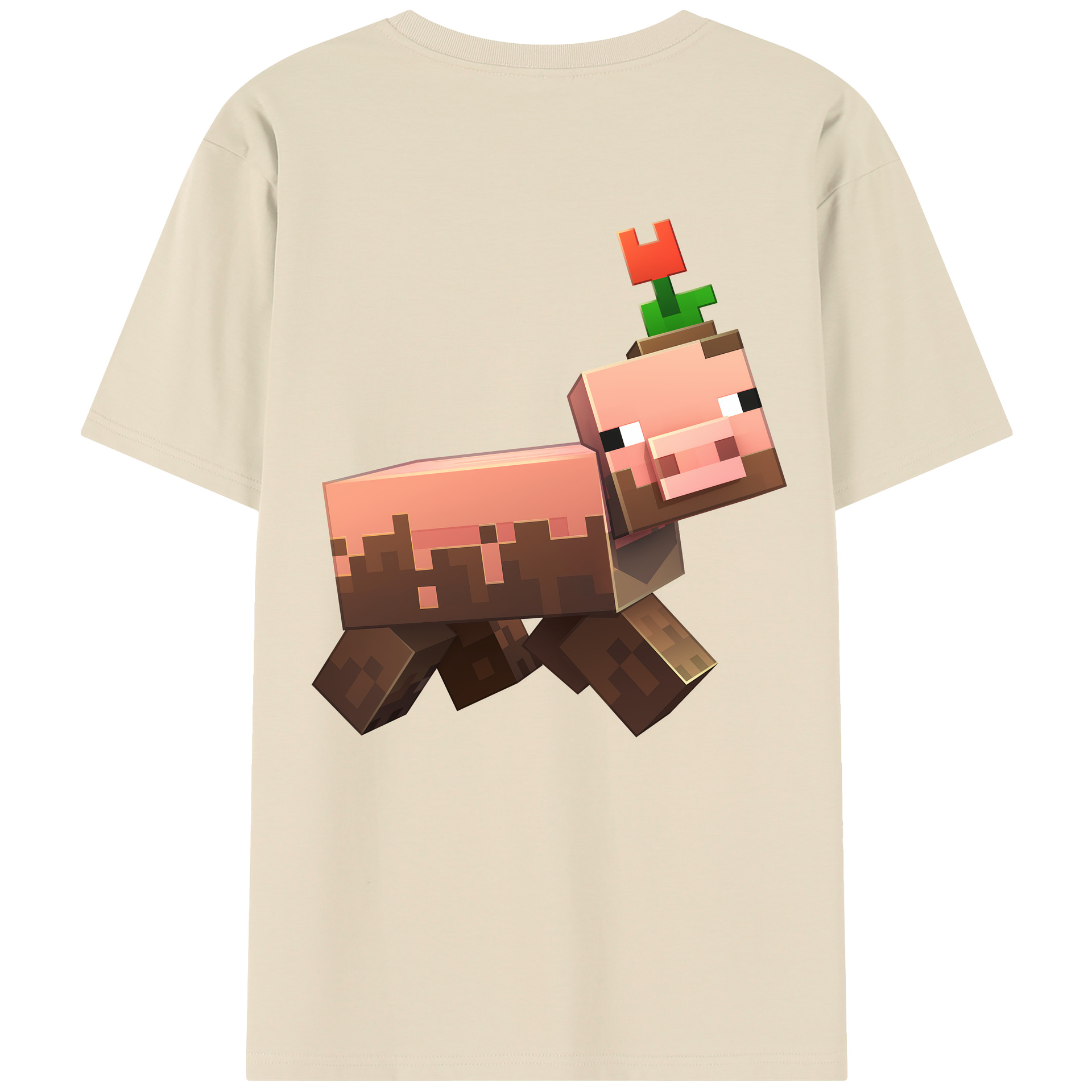 （画像用） マインクラフト ブロックの世界 Minecraft MC Block world 綿100％半袖Tシャツ（背面プリント）