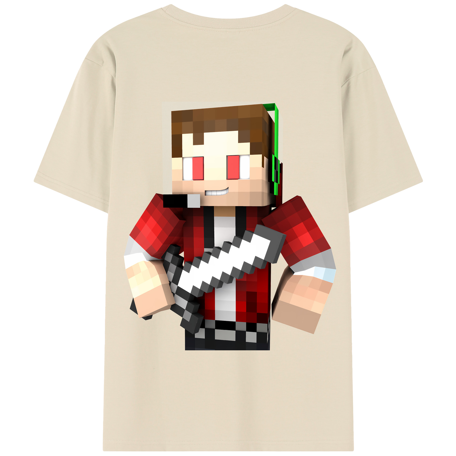 （画像用） マインクラフト ブロックの世界 Minecraft MC Block world 綿100％半袖Tシャツ（背面プリント）