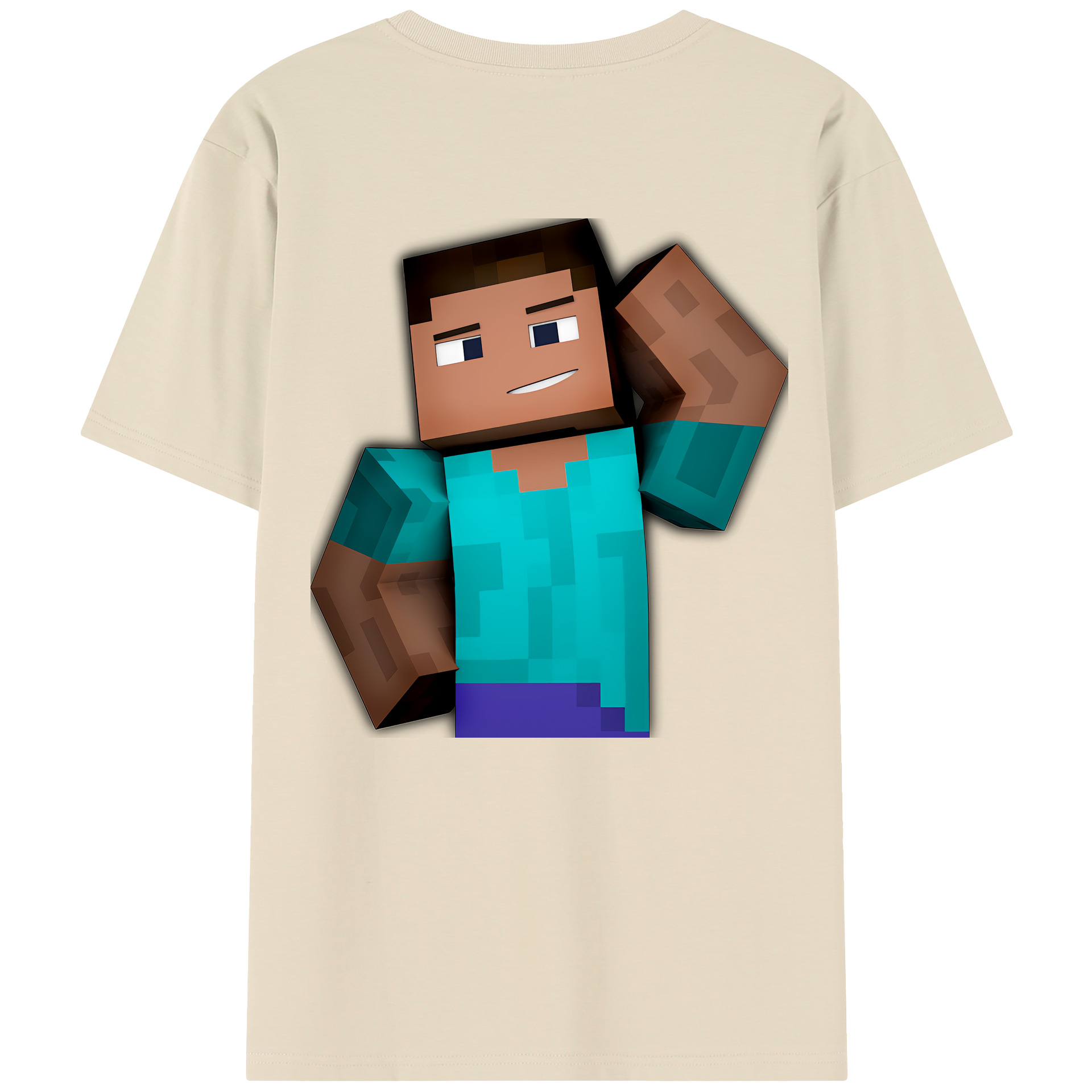 （画像用） マインクラフト ブロックの世界 Minecraft MC Block world 綿100％半袖Tシャツ（背面プリント）