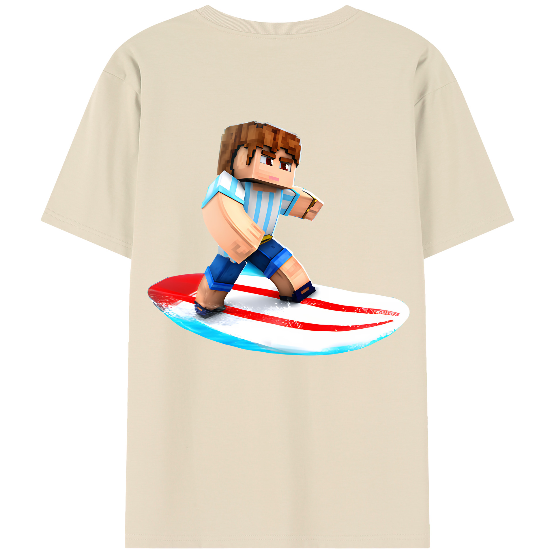 （画像用） マインクラフト ブロックの世界 Minecraft MC Block world 綿100％半袖Tシャツ（背面プリント）