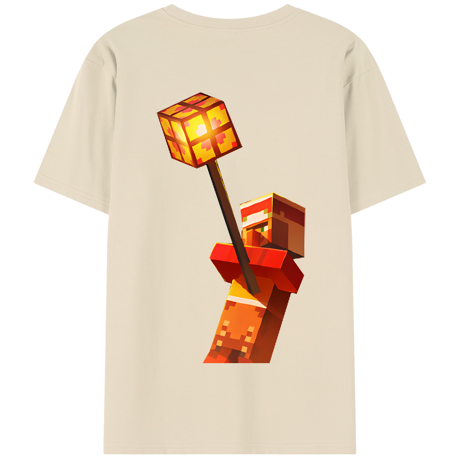 （画像用） マインクラフト ブロックの世界 Minecraft MC Block world 綿100％半袖Tシャツ（背面プリント）
