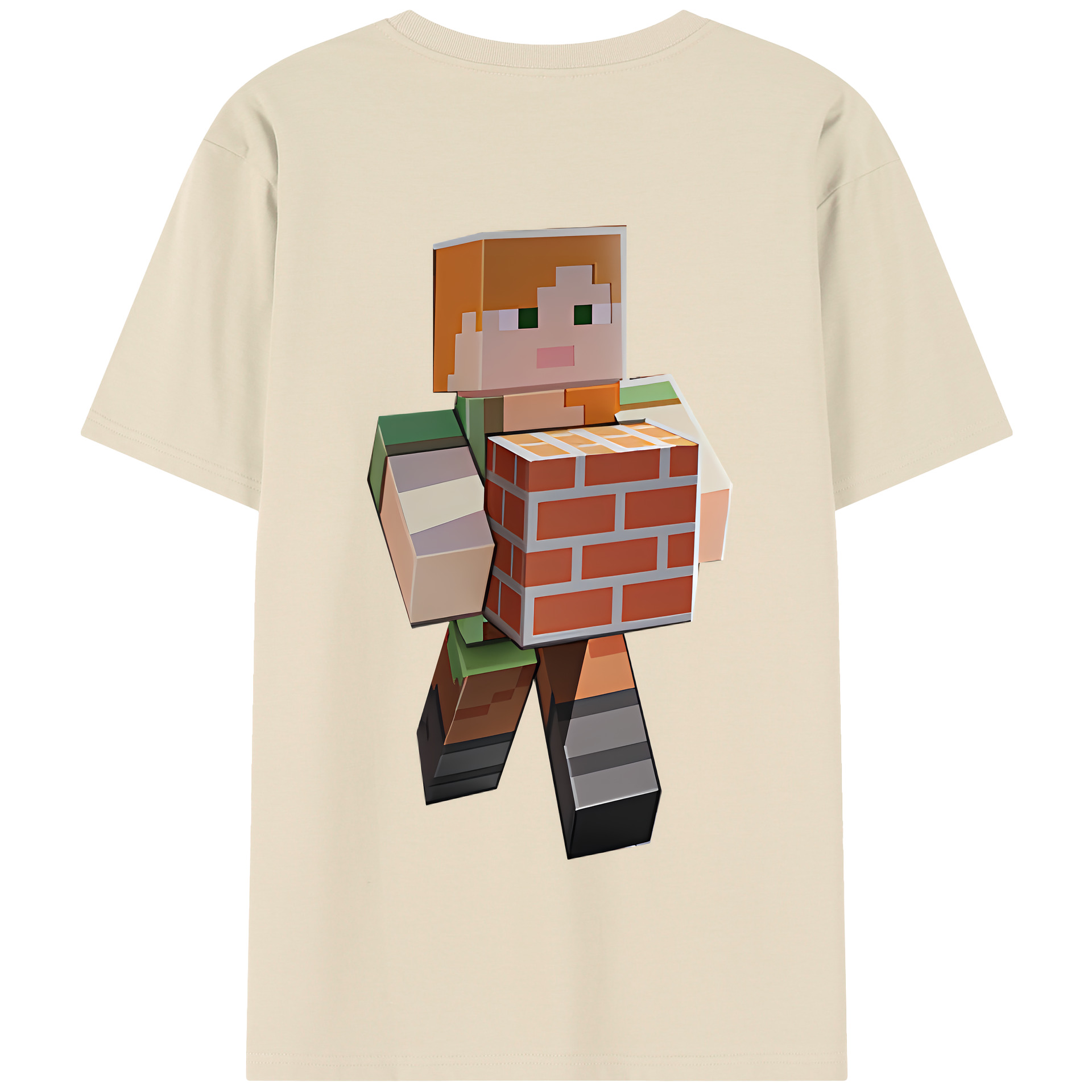 （画像用） マインクラフト ブロックの世界 Minecraft MC Block world 綿100％半袖Tシャツ（背面プリント）