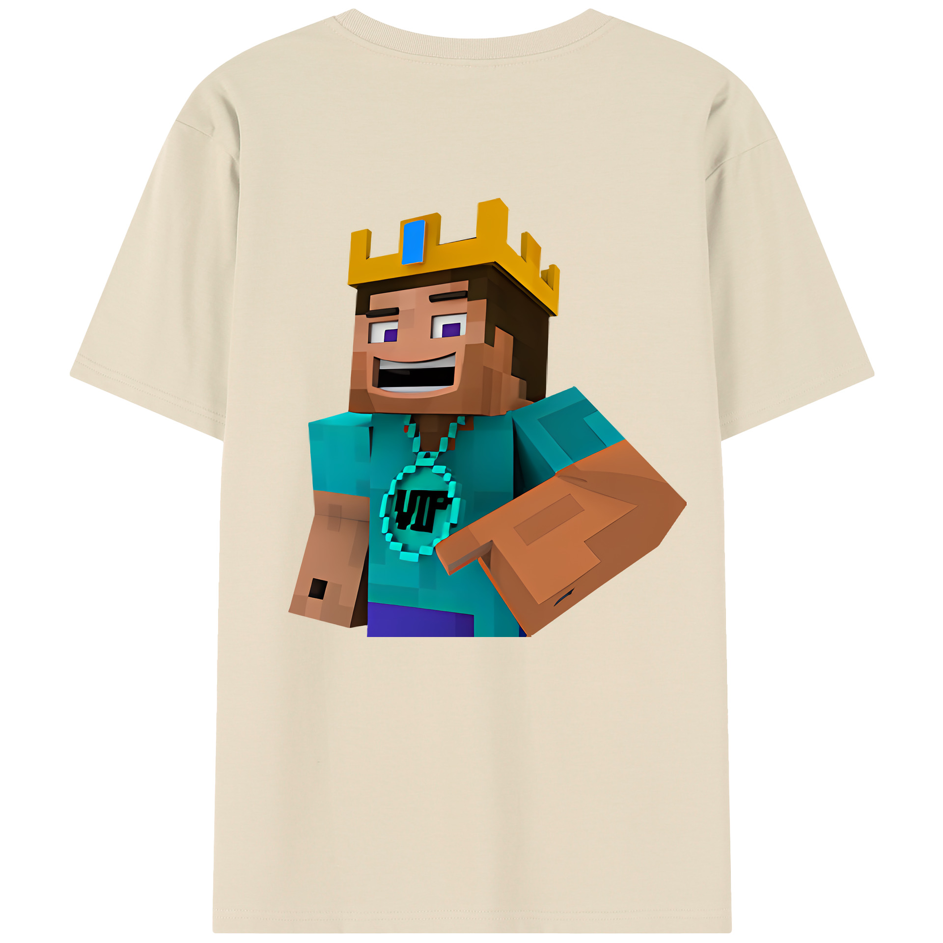 （画像用） マインクラフト ブロックの世界 Minecraft MC Block world 綿100％半袖Tシャツ（背面プリント）