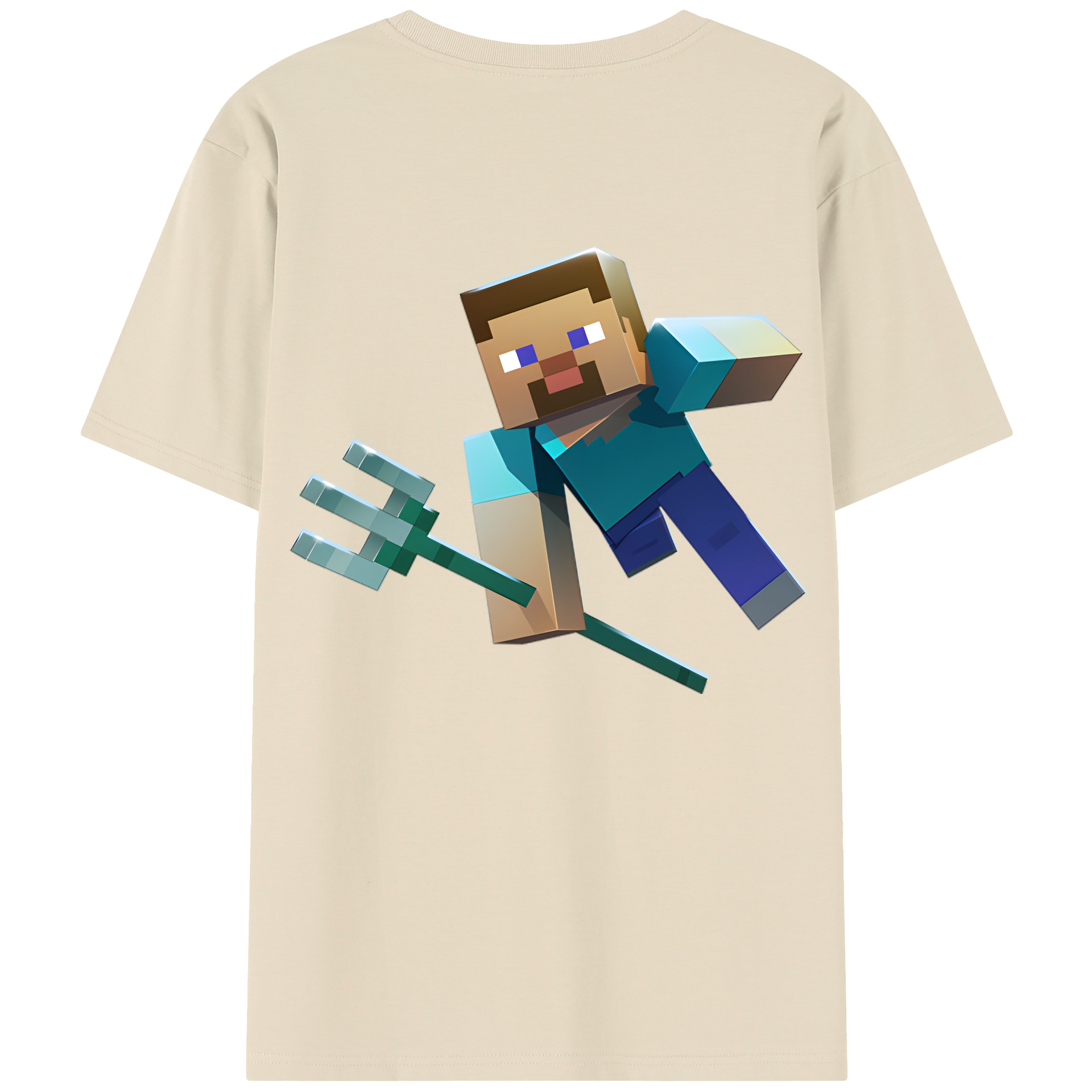 （画像用） マインクラフト ブロックの世界 Minecraft MC Block world 綿100％半袖Tシャツ（背面プリント）
