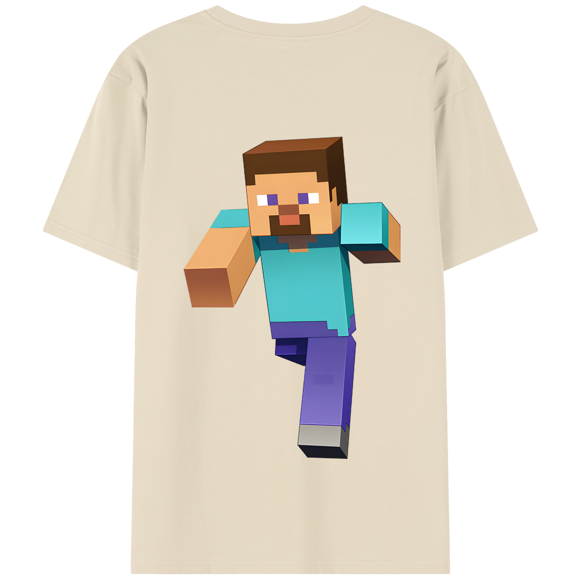 （画像用） マインクラフト ブロックの世界 Minecraft MC Block world 綿100％半袖Tシャツ（背面プリント）