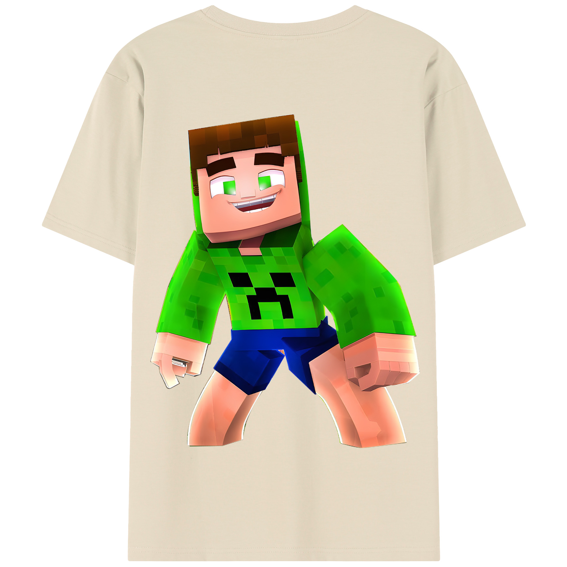 （画像用） マインクラフト ブロックの世界 Minecraft MC Block world 綿100％半袖Tシャツ（背面プリント）