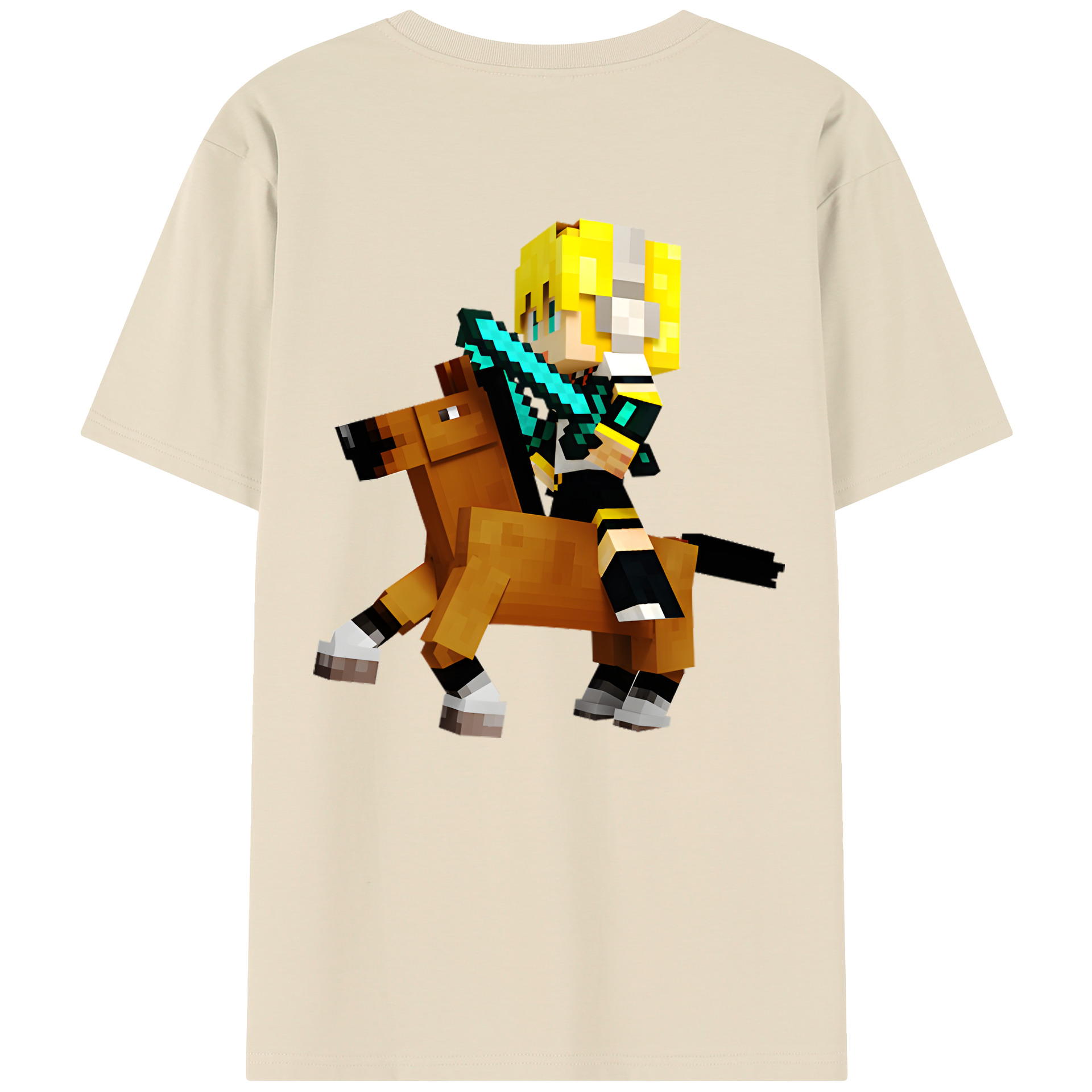 （画像用） マインクラフト ブロックの世界 Minecraft MC Block world 綿100％半袖Tシャツ（背面プリント）