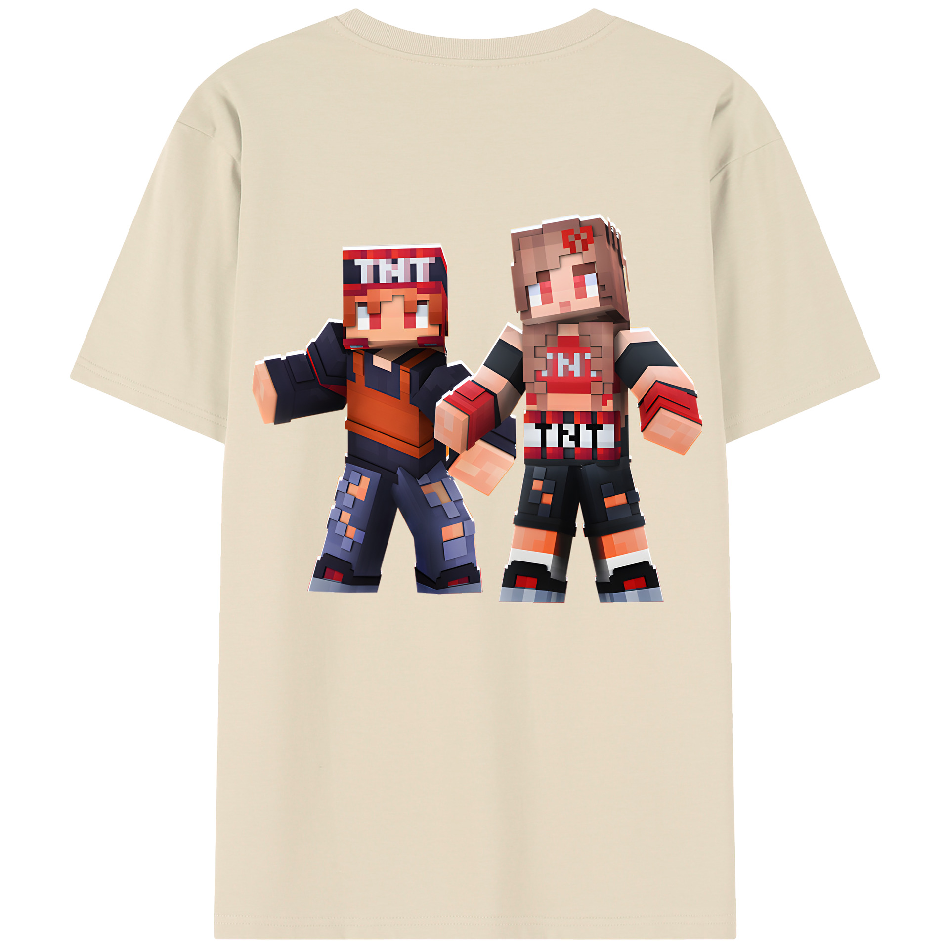 （画像用） マインクラフト ブロックの世界 Minecraft MC Block world 綿100％半袖Tシャツ（背面プリント）