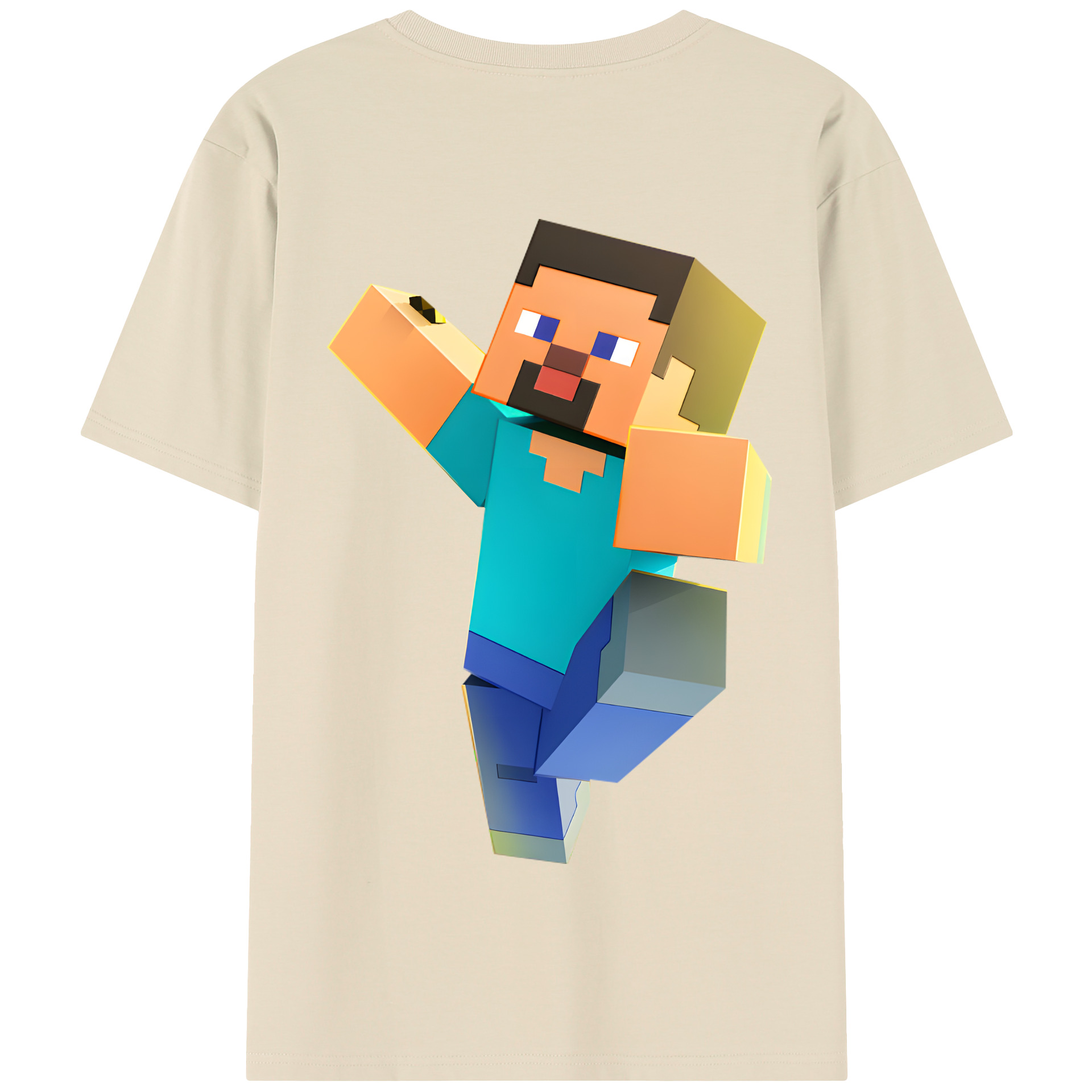 （画像用） マインクラフト ブロックの世界 Minecraft MC Block world 綿100％半袖Tシャツ（背面プリント）