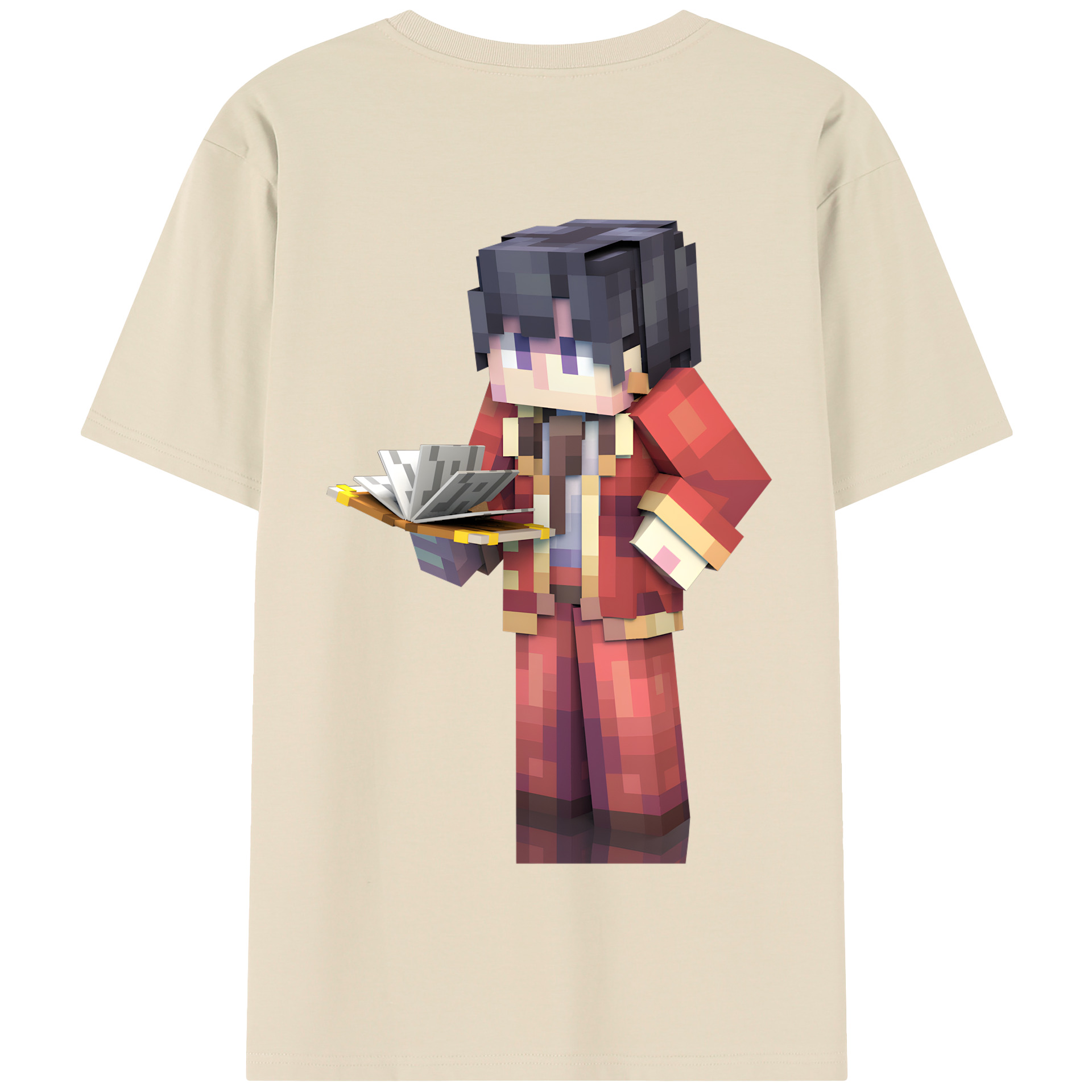 （画像用） マインクラフト ブロックの世界 Minecraft MC Block world 綿100％半袖Tシャツ（背面プリント）