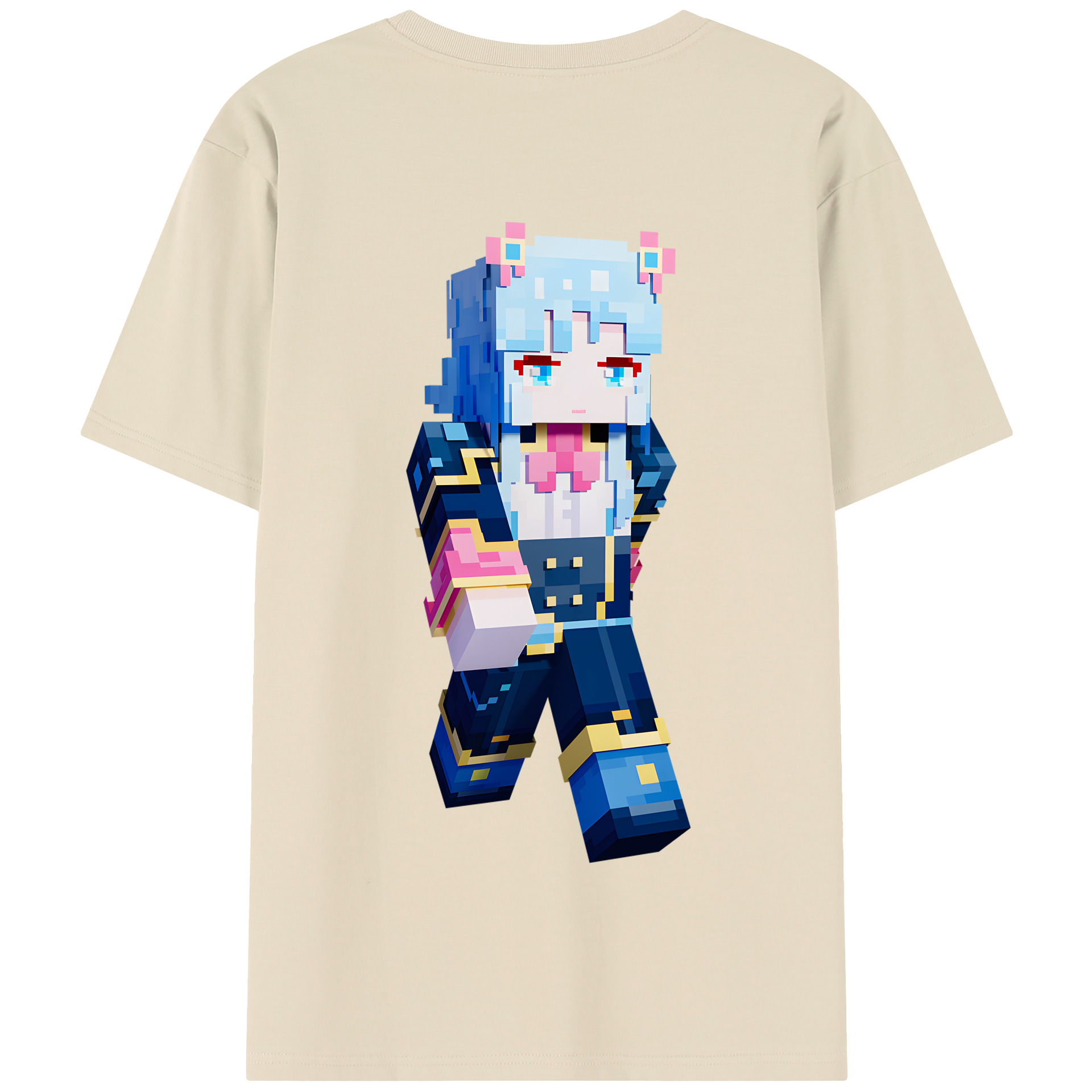 （画像用） マインクラフト ブロックの世界 Minecraft MC Block world 綿100％半袖Tシャツ（背面プリント）