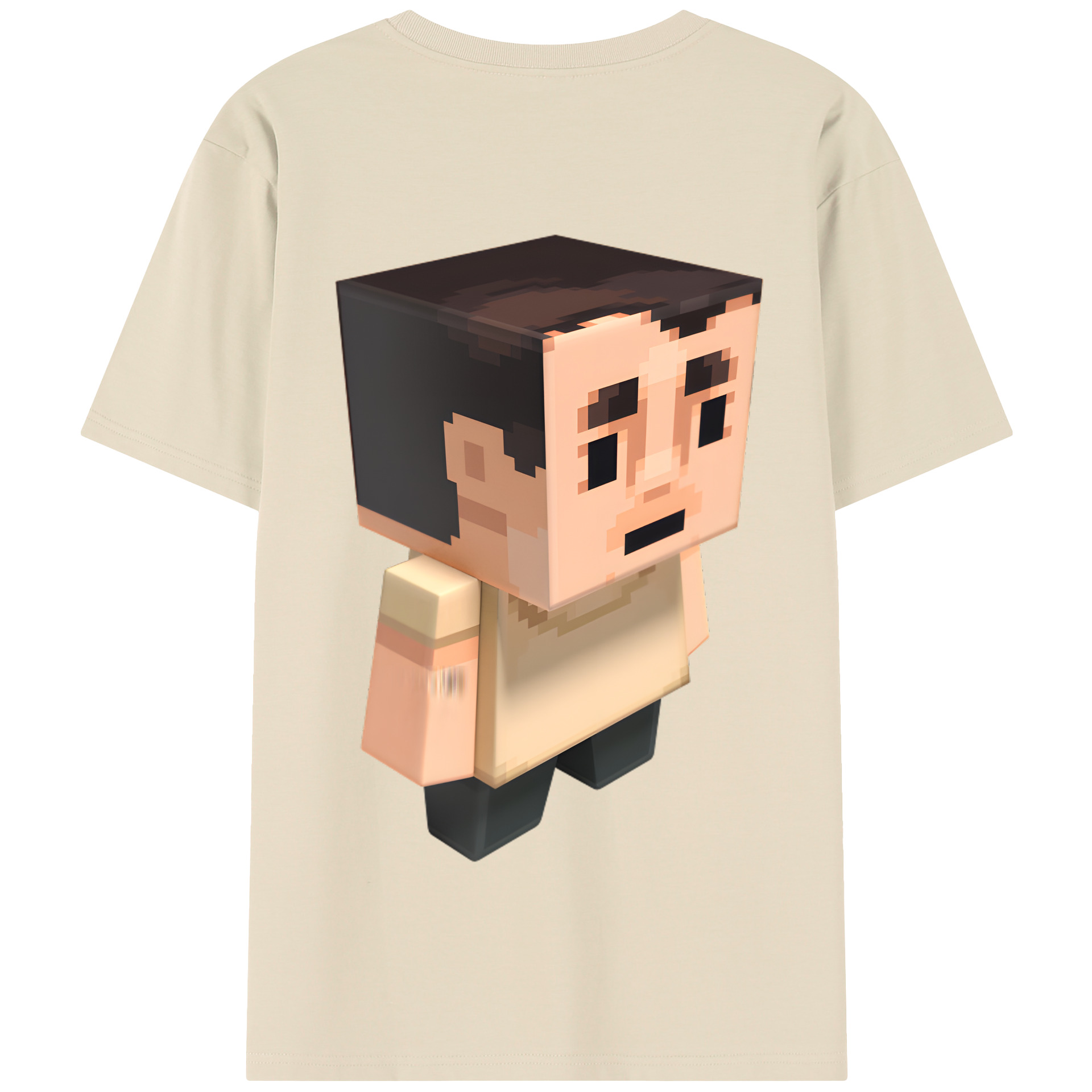 （画像用） マインクラフト ブロックの世界 Minecraft MC Block world 綿100％半袖Tシャツ（背面プリント）
